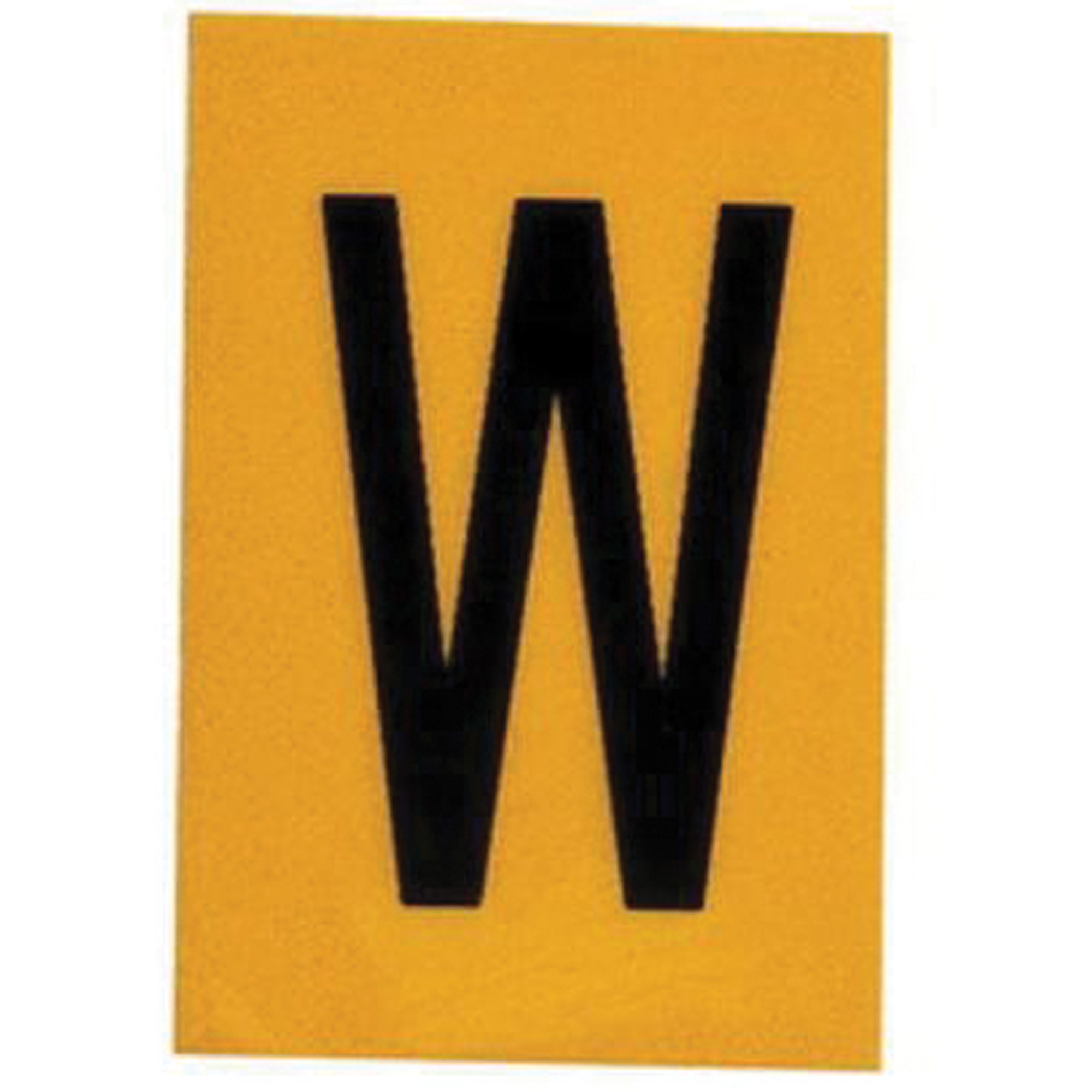 Étiquettes de lettres & chiffres réfléchissants individuels, W, 1" h, Noir sur jaune