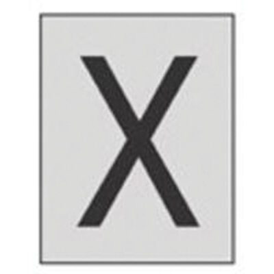 Étiquettes de lettres & chiffres réfléchissants individuels, X, 1" h, Noir sur argent