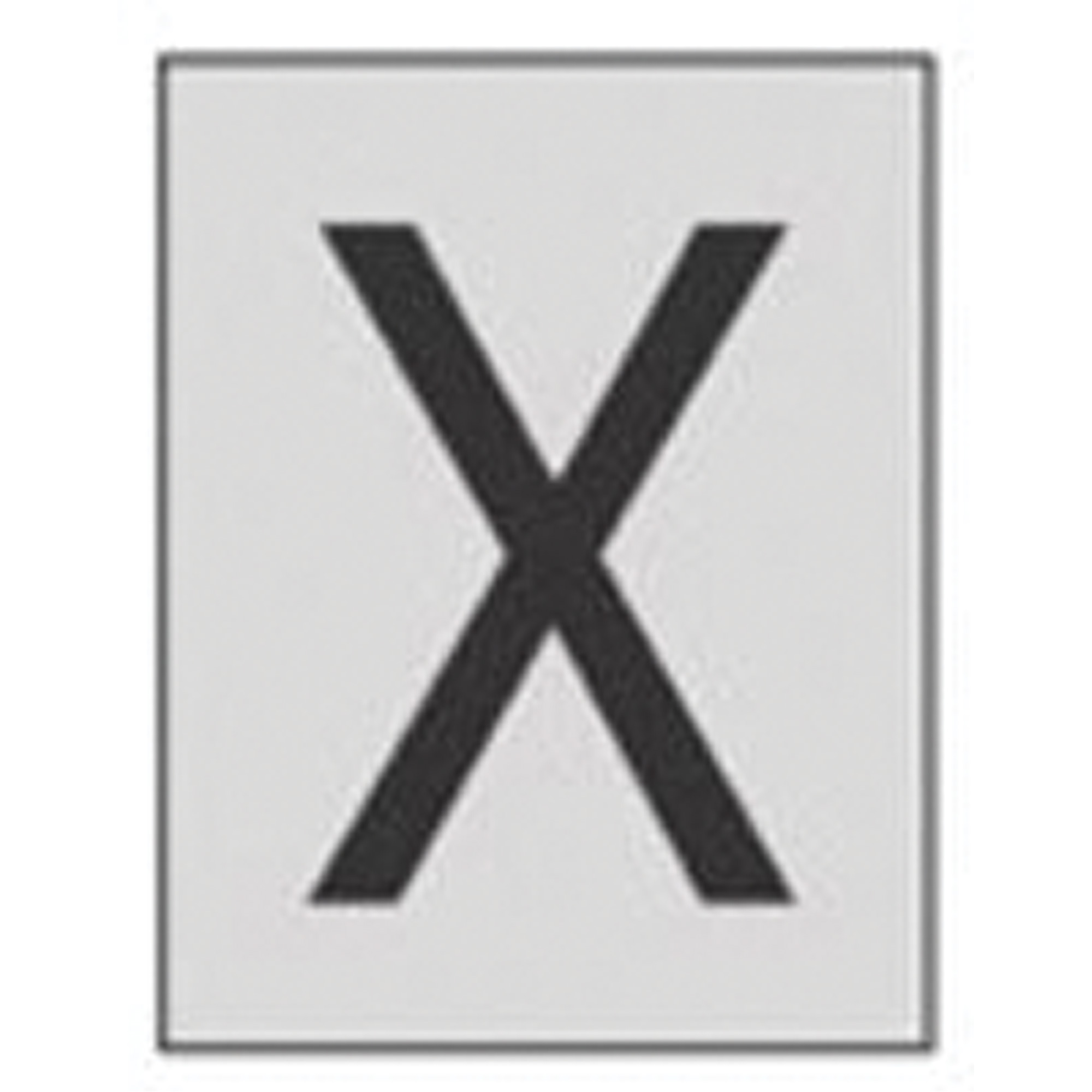 Étiquettes de lettres & chiffres réfléchissants individuels, X, 1" h, Noir sur argent