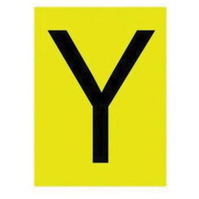 Étiquettes de lettres & chiffres réfléchissants individuels, Y, 1" h, Noir sur jaune