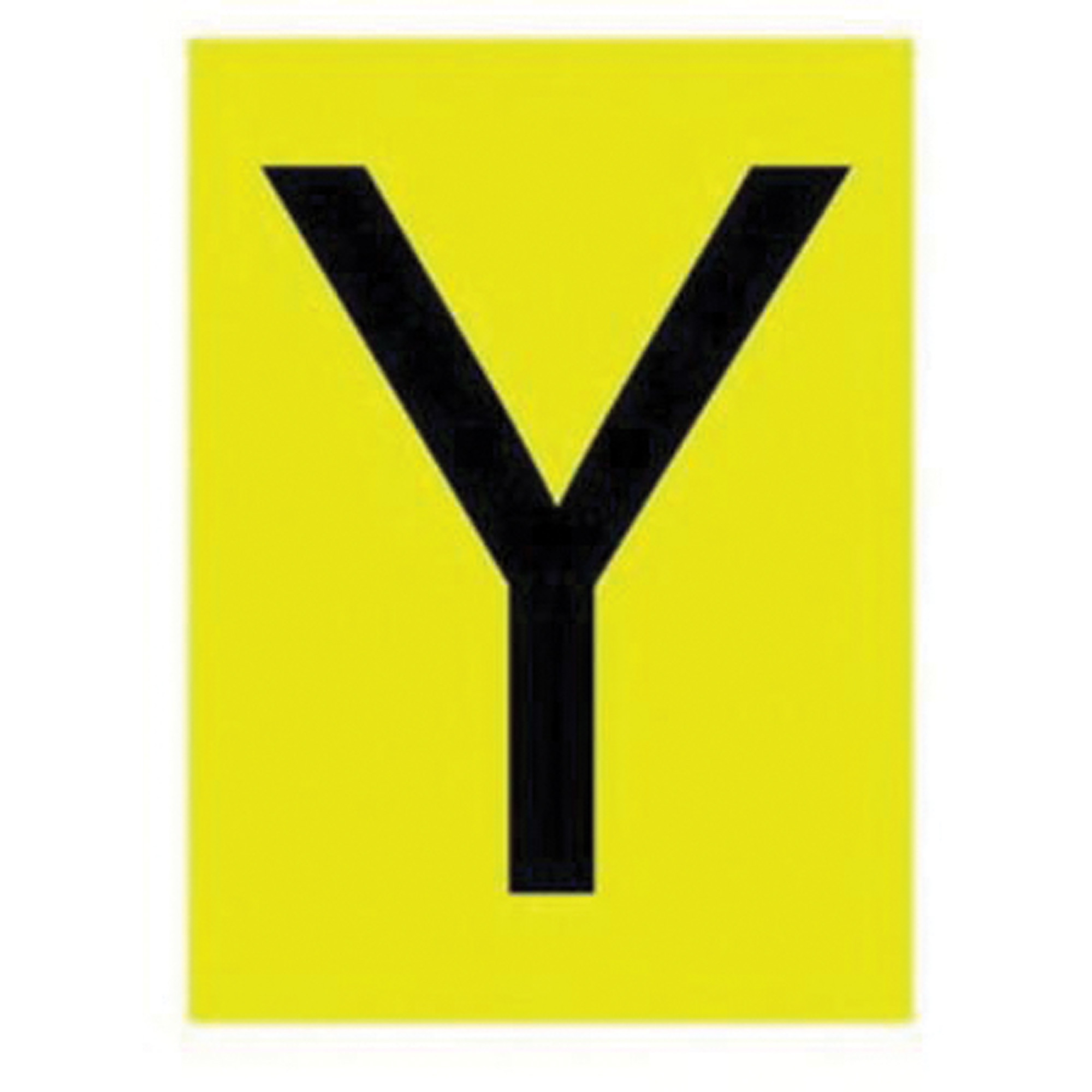 Étiquettes de lettres & chiffres réfléchissants individuels, Y, 1" h, Noir sur jaune