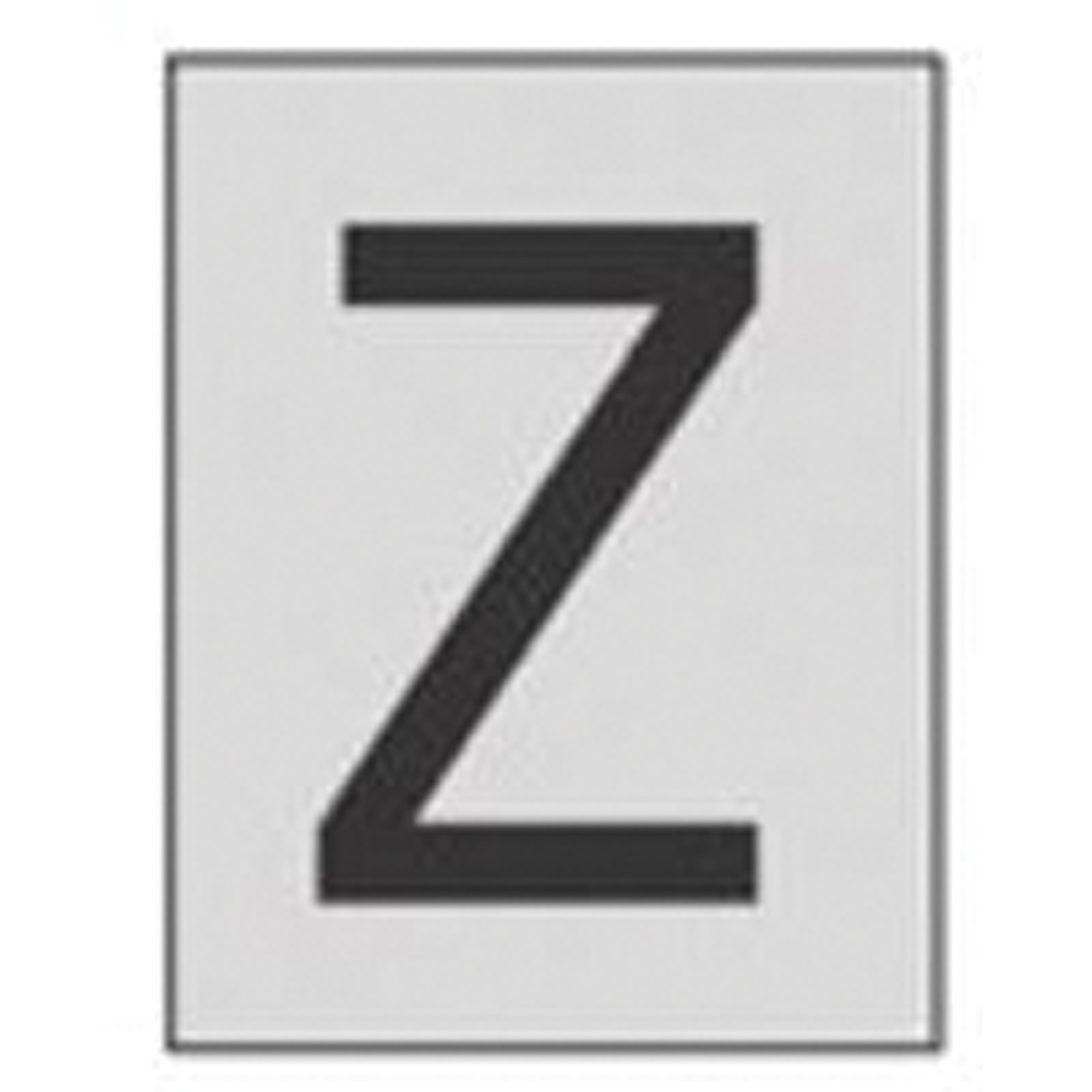 Étiquettes de lettres & chiffres réfléchissants individuels, Z, 1" h, Noir sur argent