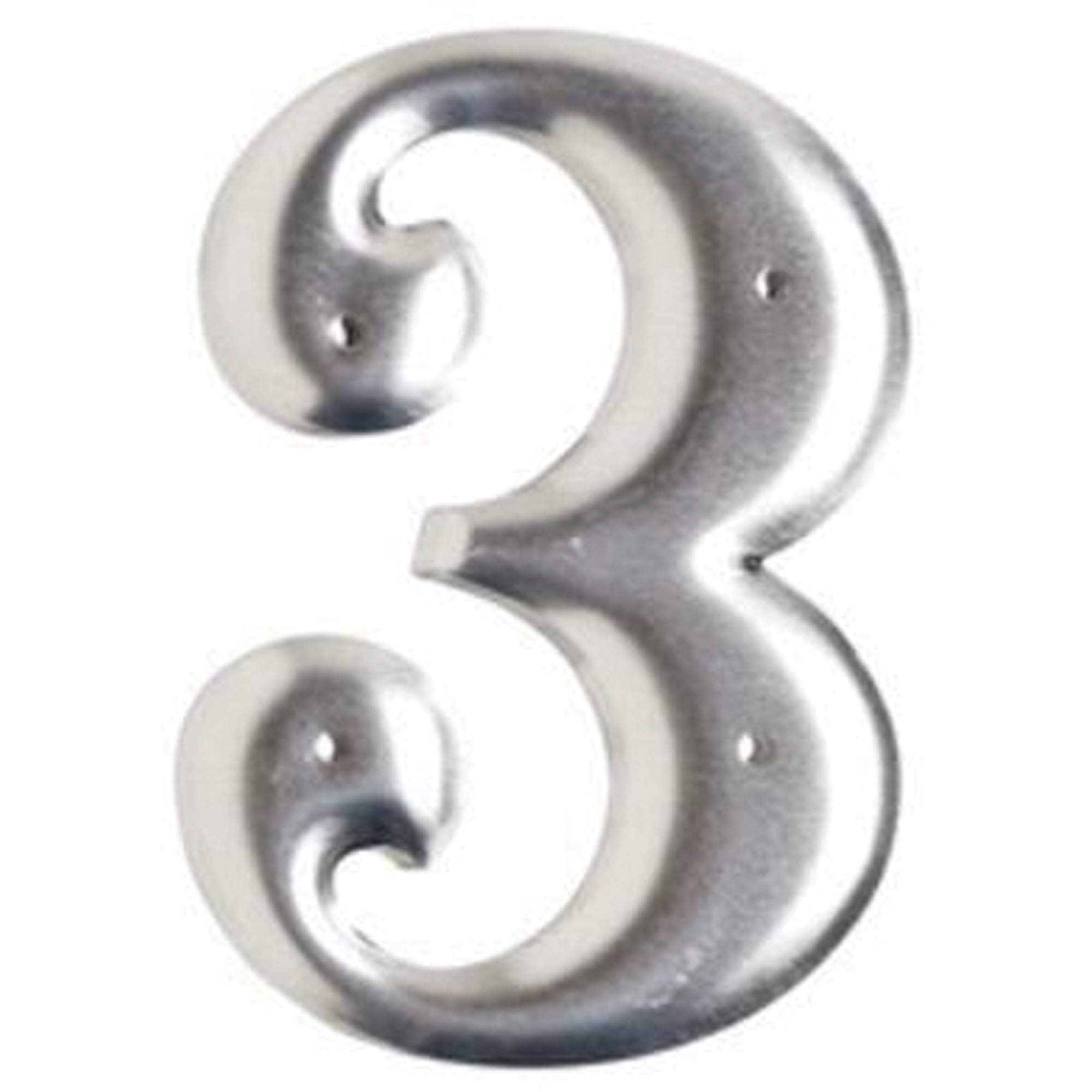 Étiquettes de lettres et chiffres embossés en aluminium, 3, 3" h, Argent