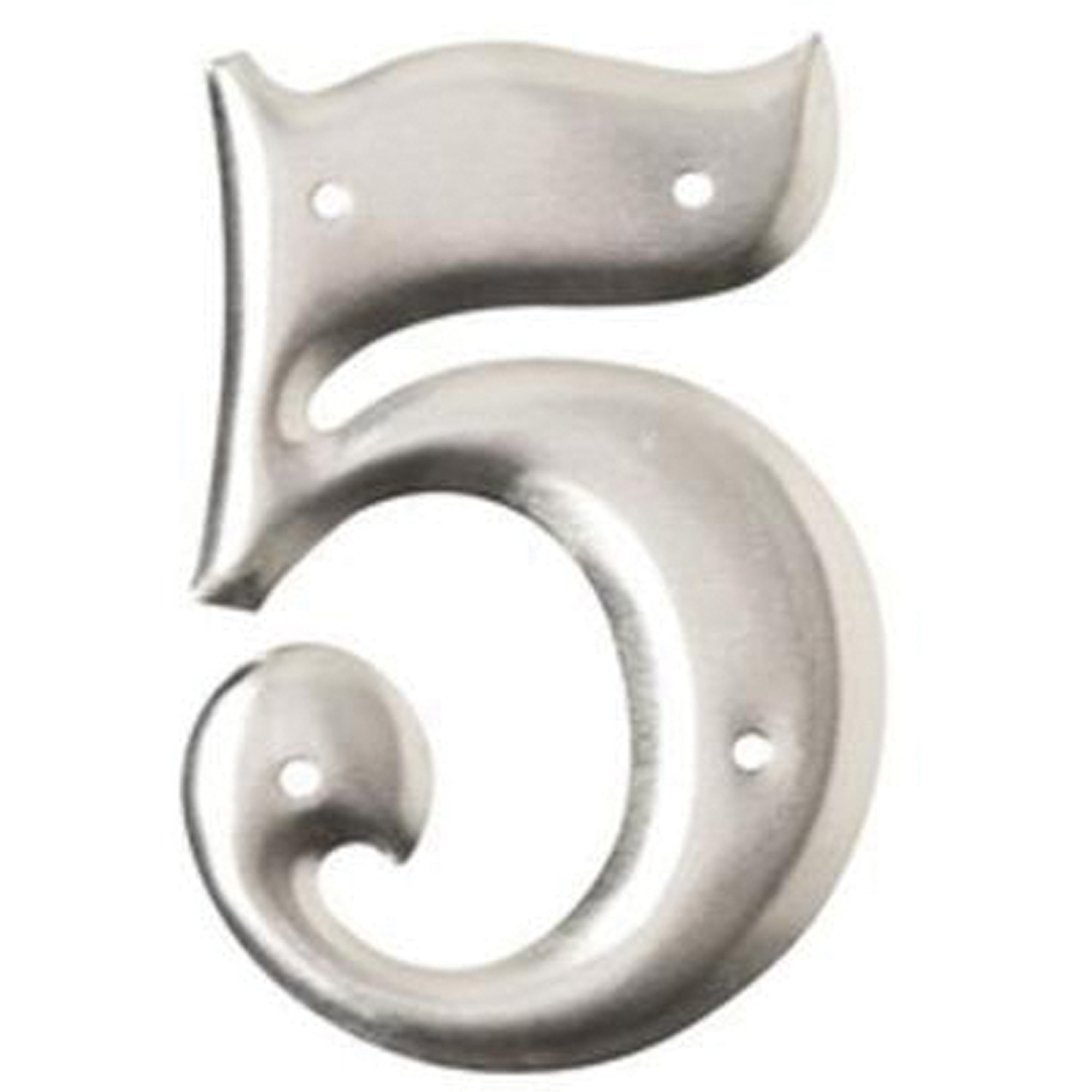 Étiquettes de lettres et chiffres embossés en aluminium, 5, 3" h, Argent