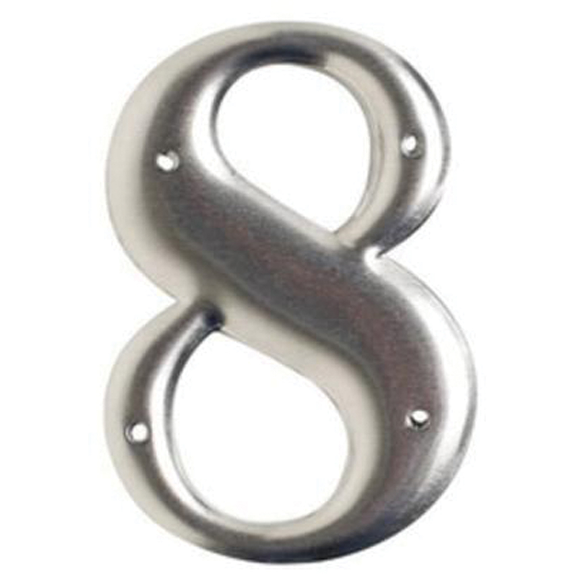 Étiquettes de lettres et chiffres embossés en aluminium, 8, 3" h, Argent