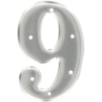 Étiquettes de lettres et chiffres embossés en aluminium, 9, 3" h, Argent