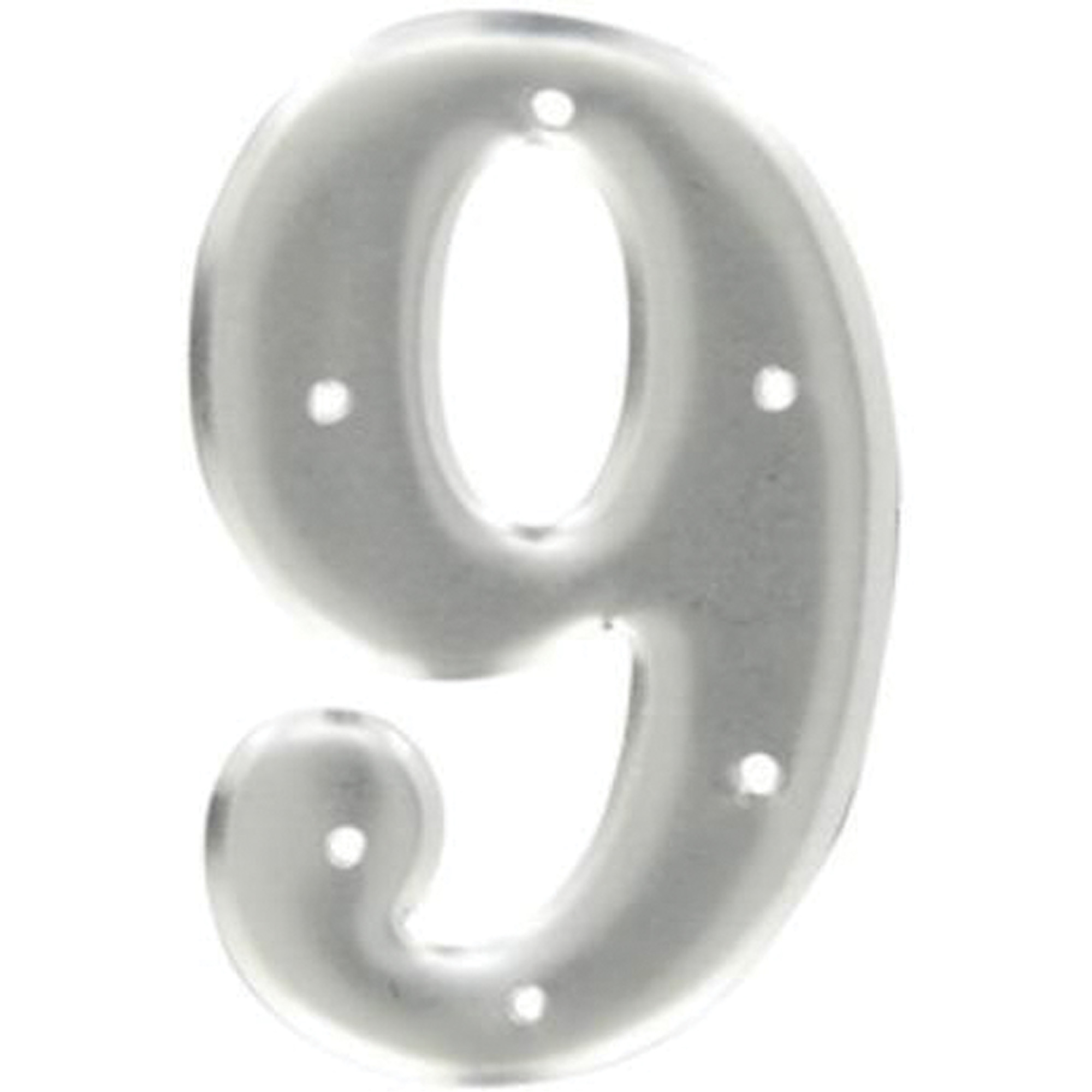 Étiquettes de lettres et chiffres embossés en aluminium, 9, 3" h, Argent