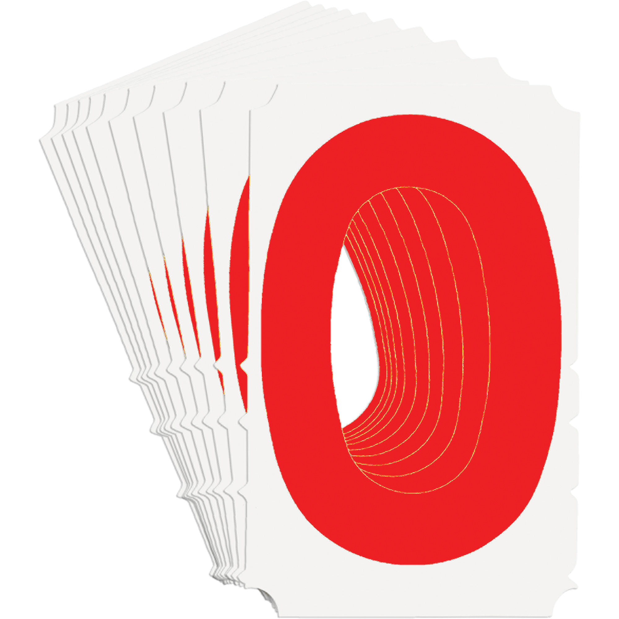 Étiquettes de lettres et chiffres gothiques individuels Quick-AlignMD, 0, 4" h, Rouge