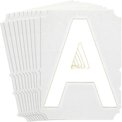 Étiquettes de lettres et chiffres gothiques individuels Quick-AlignMD, A, 4" h, Blanc