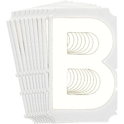 Étiquettes de lettres et chiffres gothiques individuels Quick-AlignMD, B, 4" h, Blanc