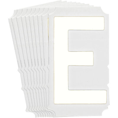 Étiquettes de lettres et chiffres gothiques individuels Quick-AlignMD, E, 4" h, Blanc