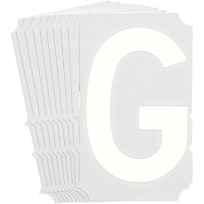 Étiquettes de lettres et chiffres gothiques individuels Quick-AlignMD, G, 4" h, Blanc