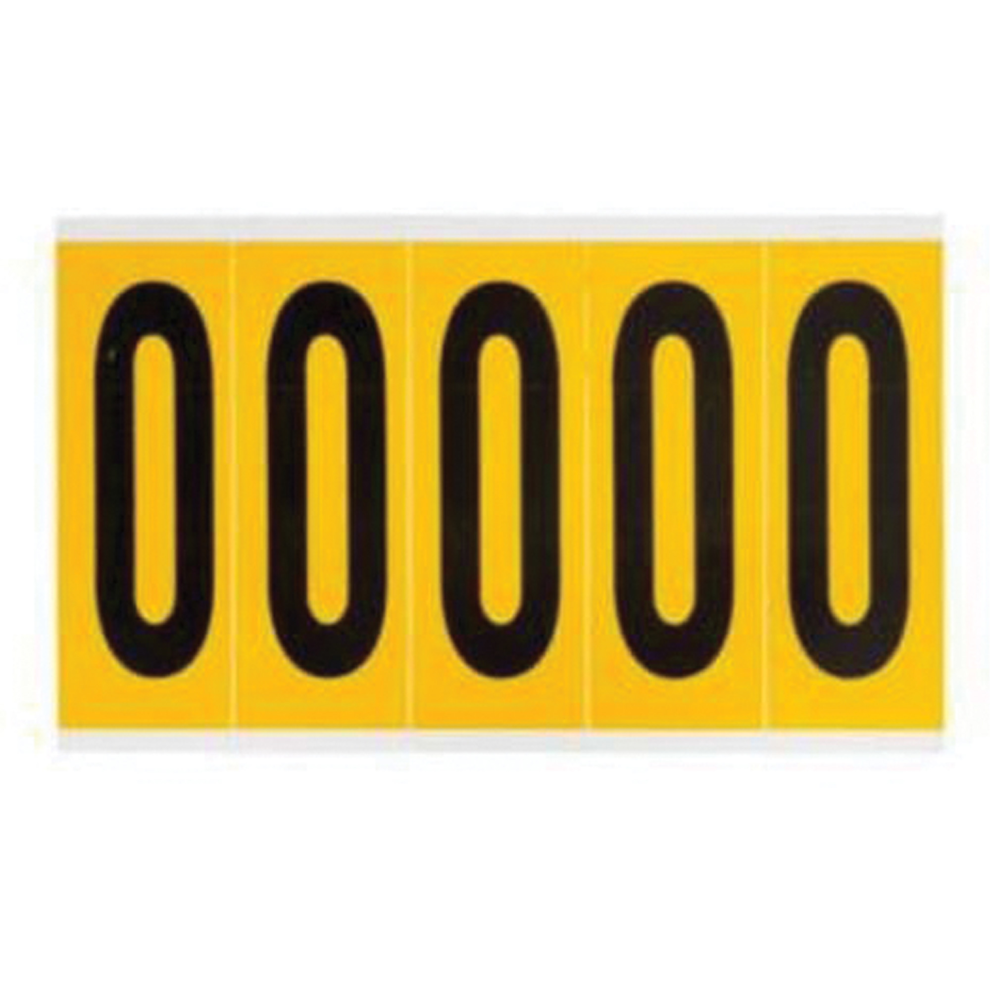 Étiquettes de lettres et chiffres individuels, 0, 4" h, Noir sur jaune