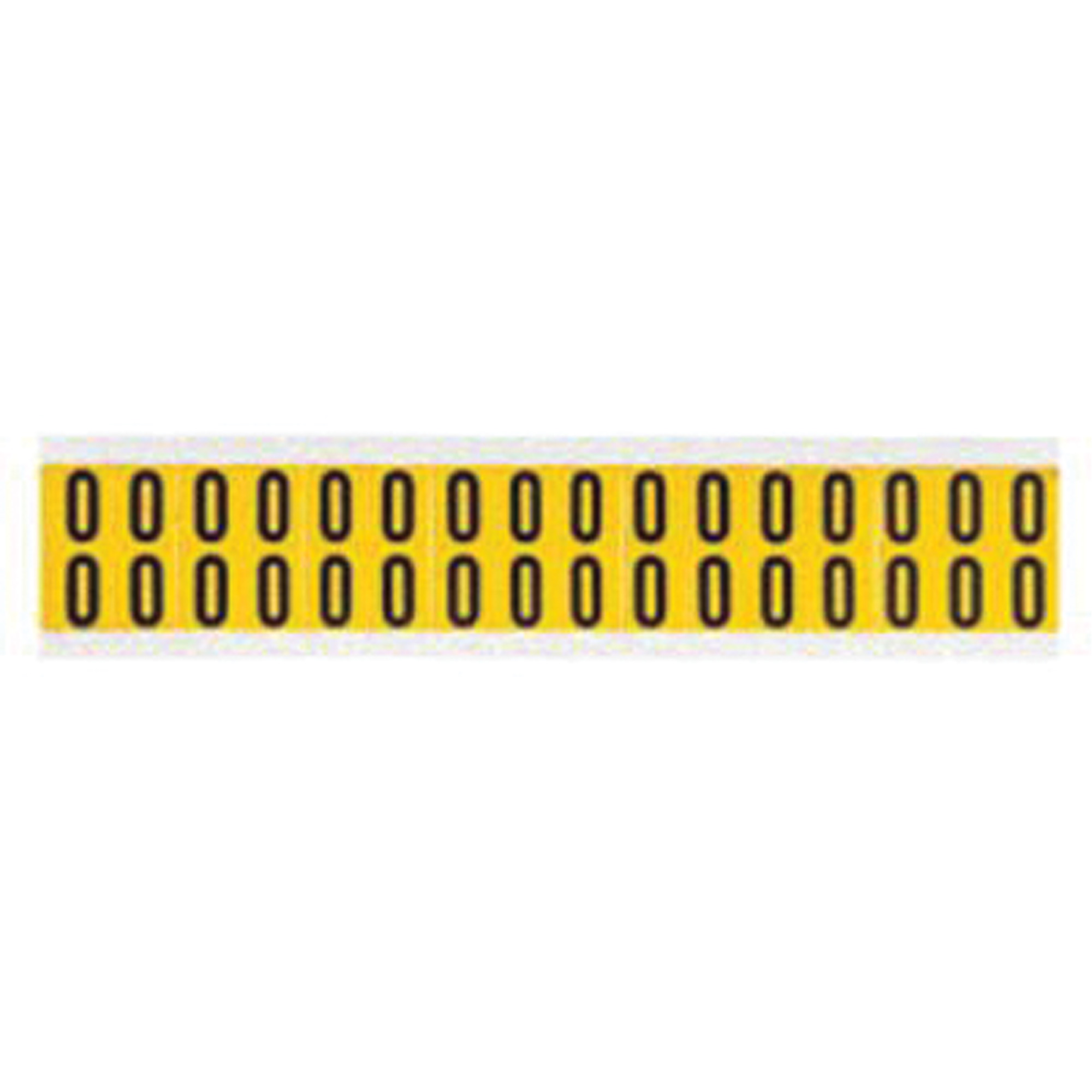 Étiquettes de lettres et chiffres individuels, 0, 5/8" h, Noir sur jaune