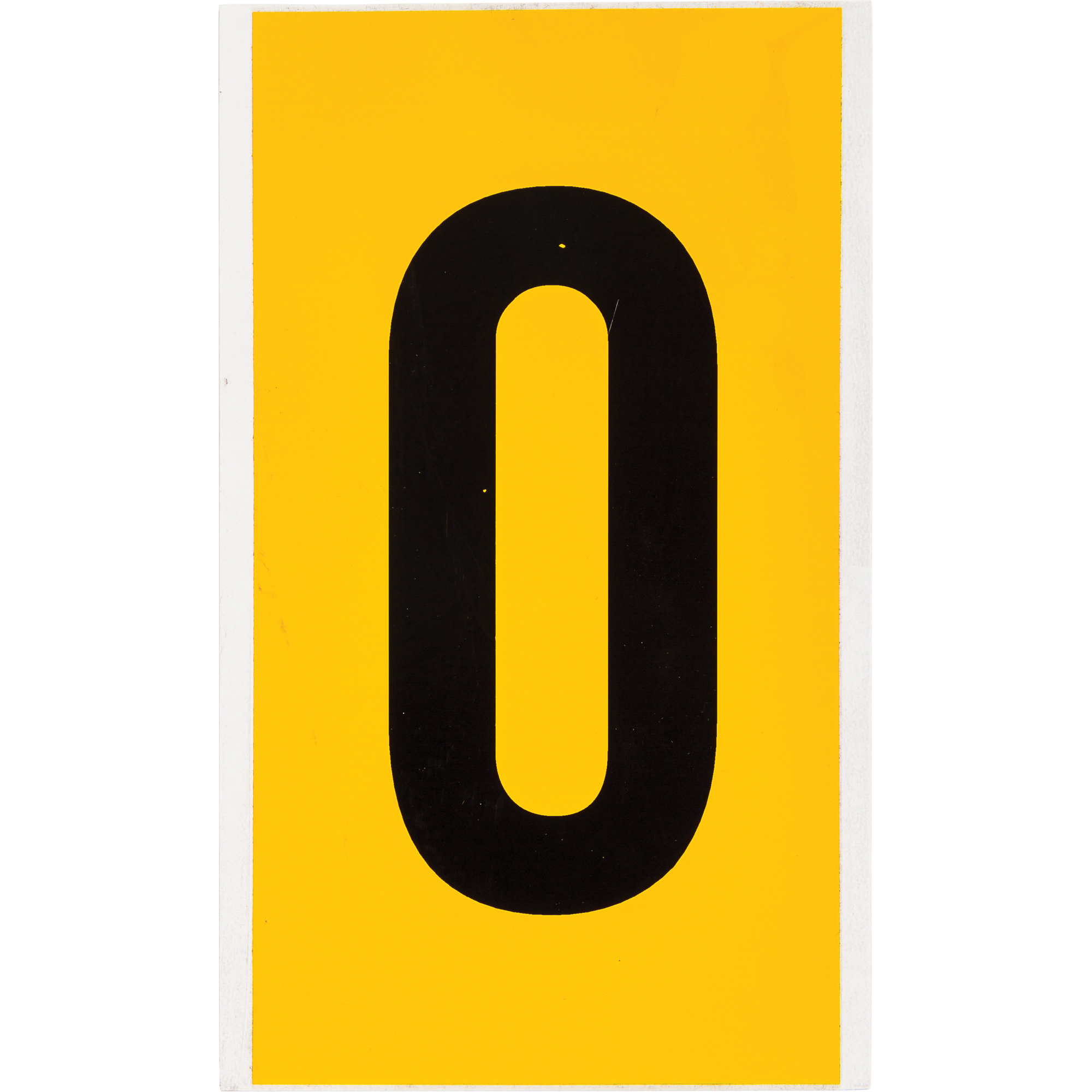 Étiquettes de lettres et chiffres individuels, 0, 6" h, Noir sur jaune