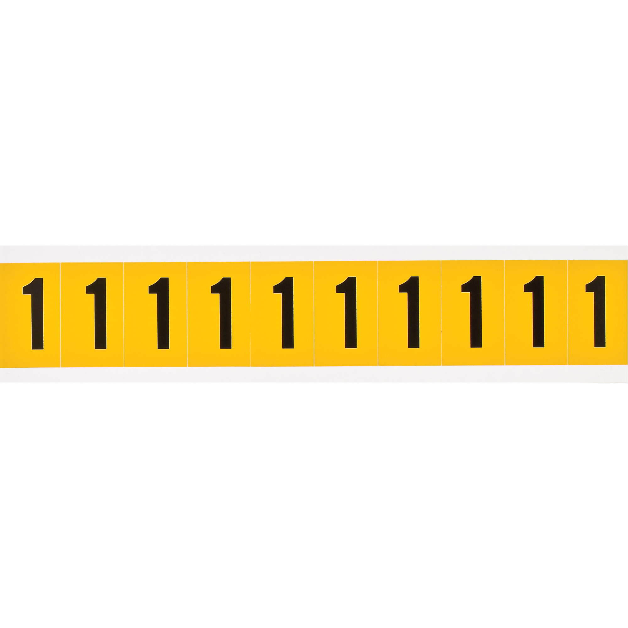 Étiquettes de lettres et chiffres individuels, 1, 1" h, Noir sur jaune