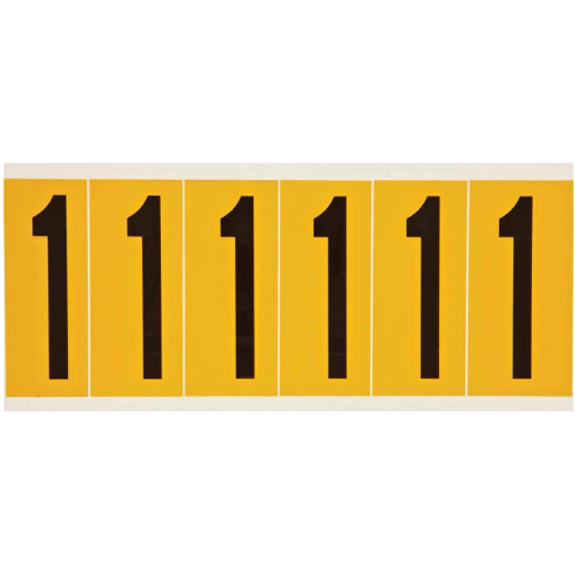 Étiquettes de lettres et chiffres individuels, 1, 3" h, Noir sur jaune