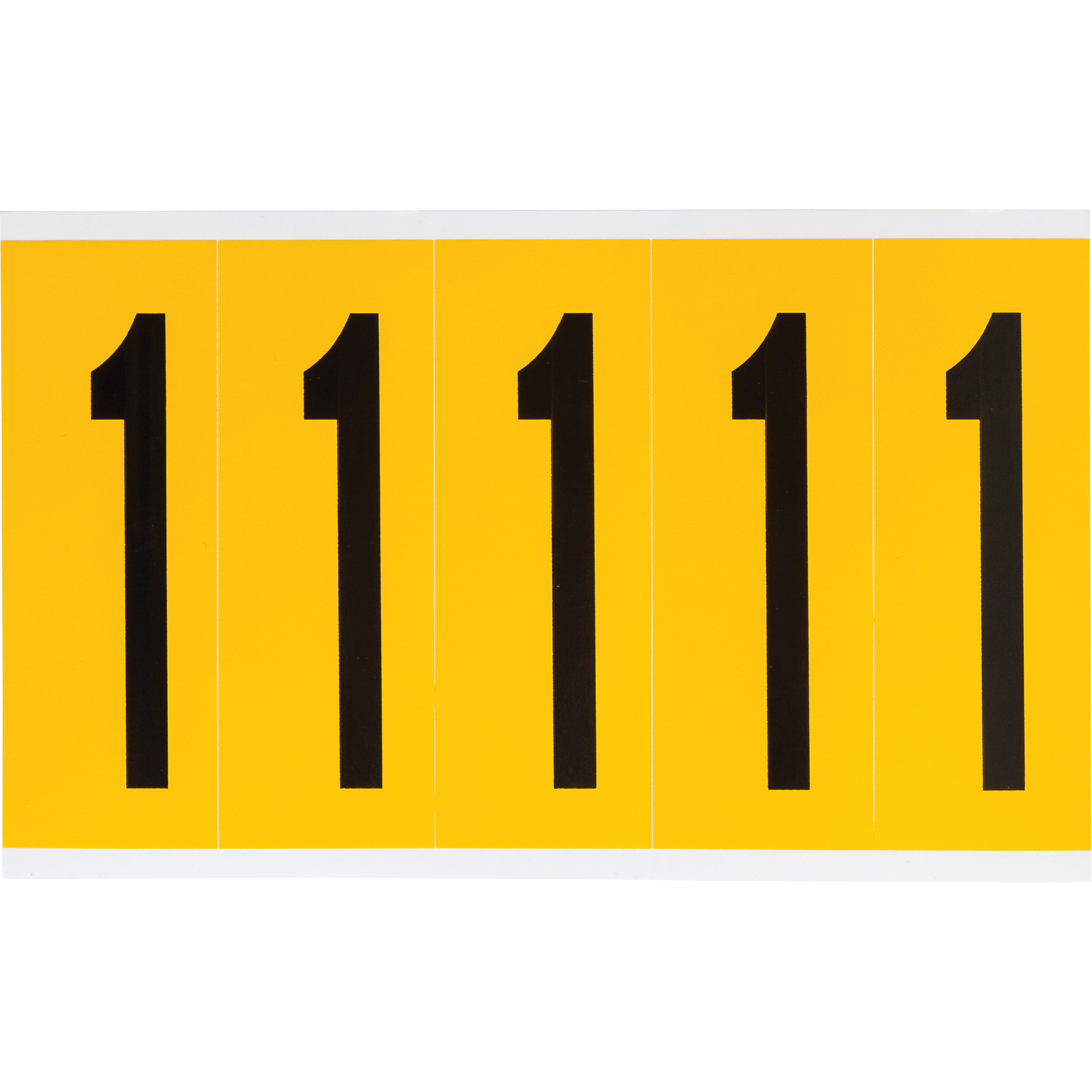 Étiquettes de lettres et chiffres individuels, 1, 4" h, Noir sur jaune