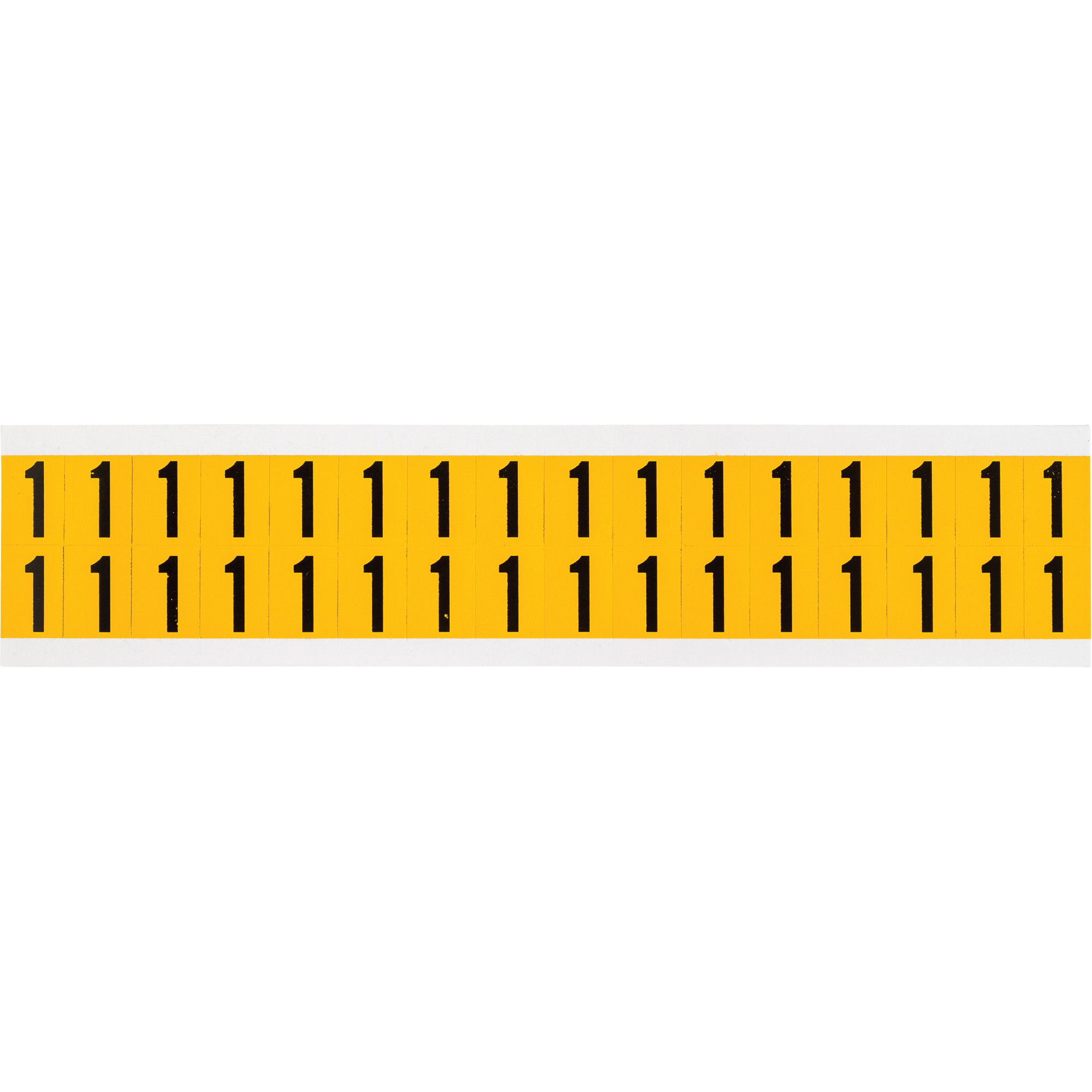 Étiquettes de lettres et chiffres individuels, 1, 5/8" h, Noir sur jaune