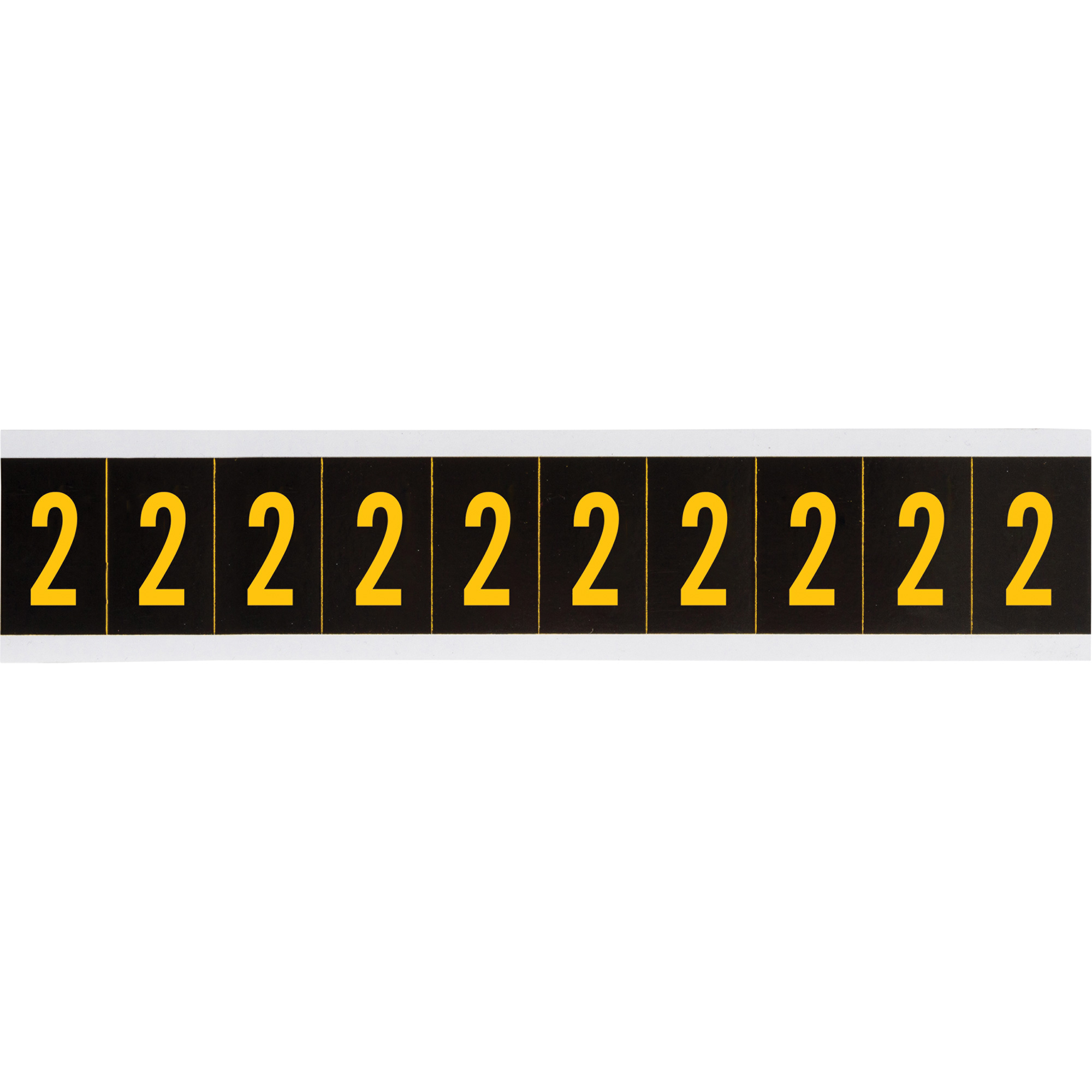 Étiquettes de lettres et chiffres individuels, 2, 1" h, Jaune sur noir