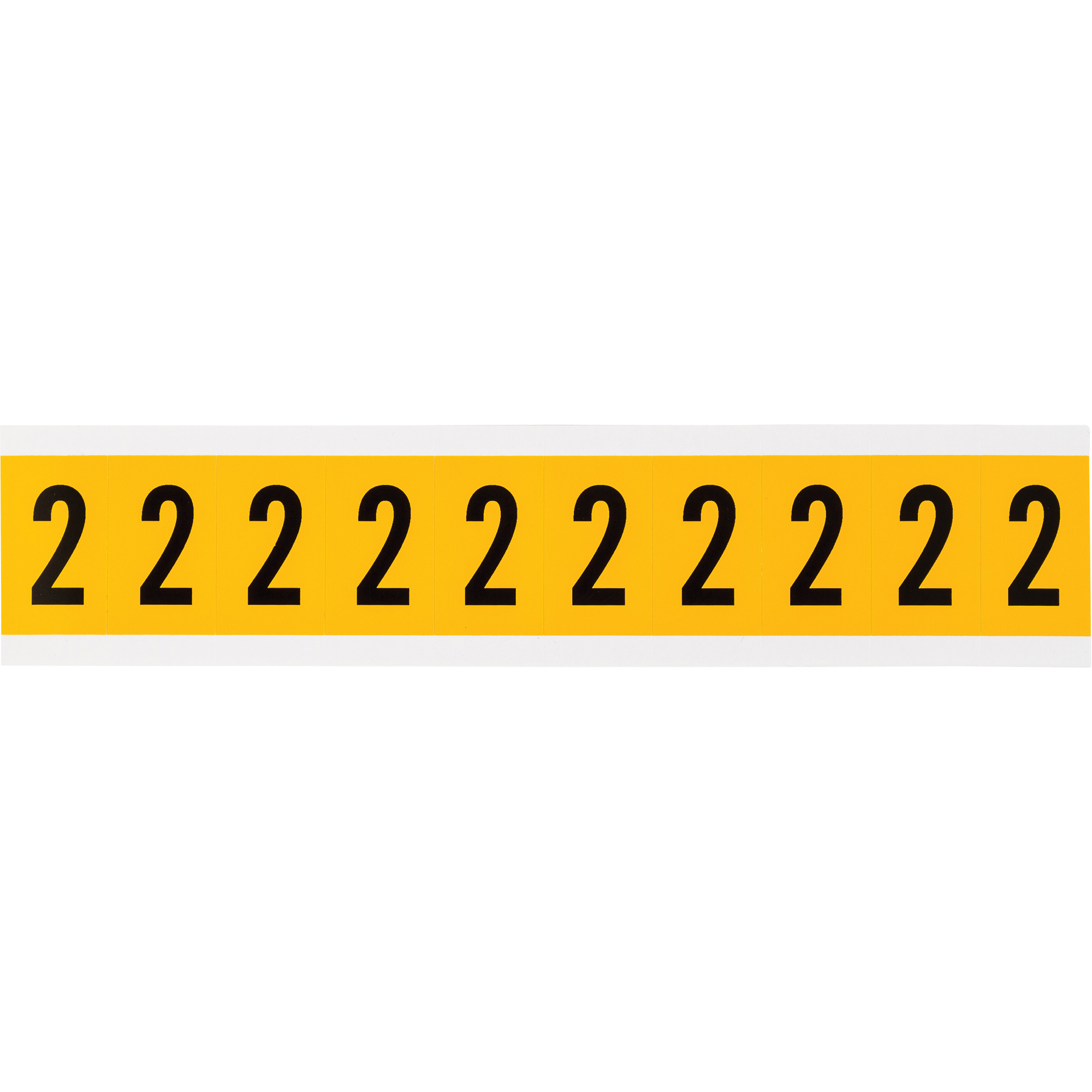 Étiquettes de lettres et chiffres individuels, 2, 1" h, Noir sur jaune