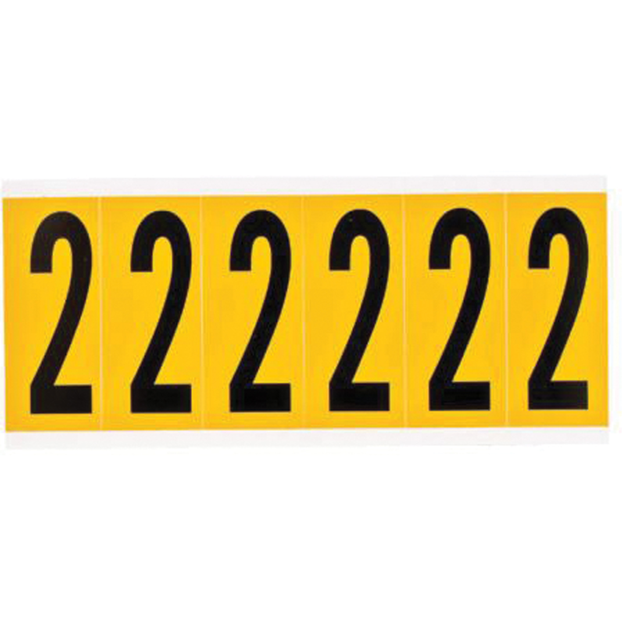 Étiquettes de lettres et chiffres individuels, 2, 2" h, Noir sur jaune