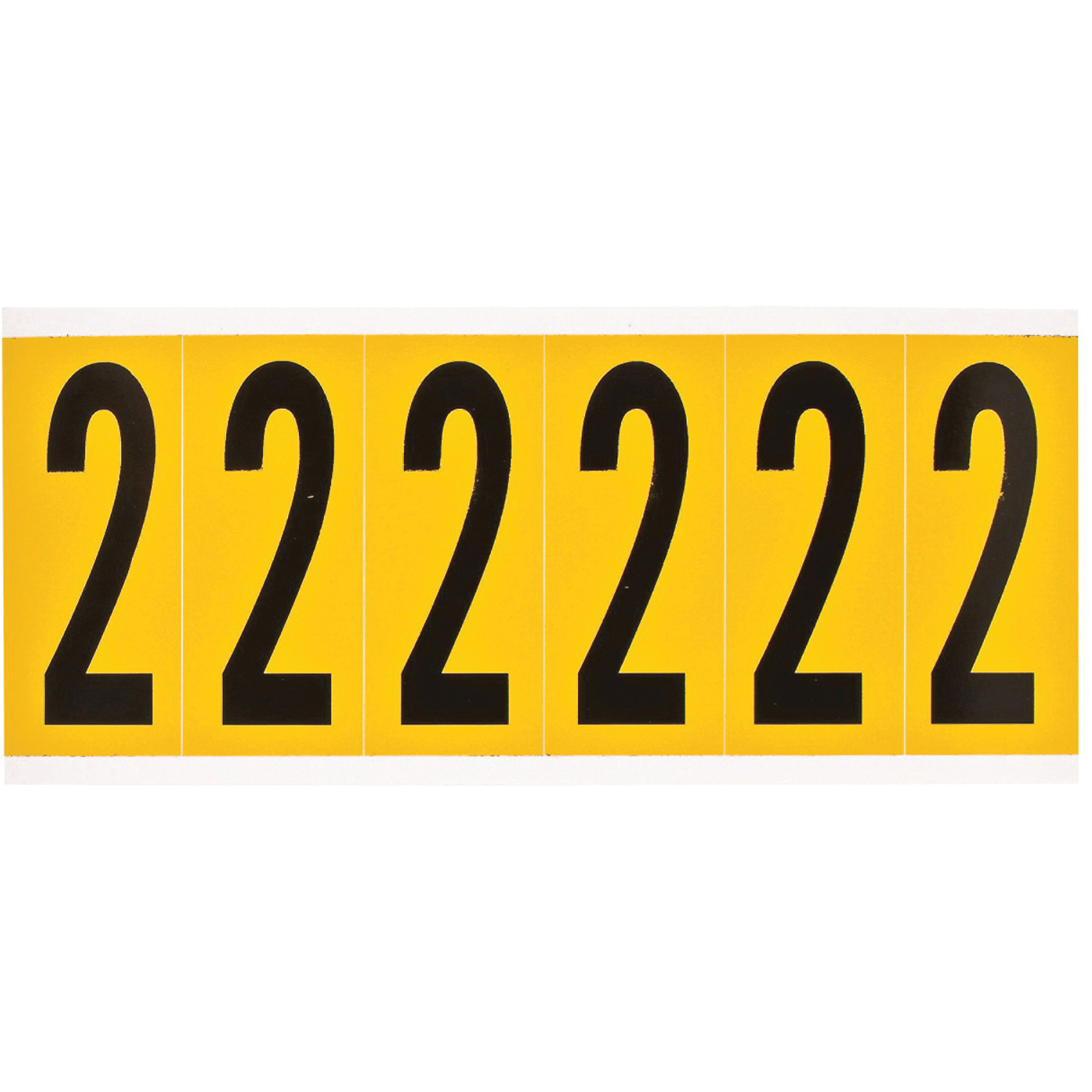 Étiquettes de lettres et chiffres individuels, 2, 3" h, Noir sur jaune