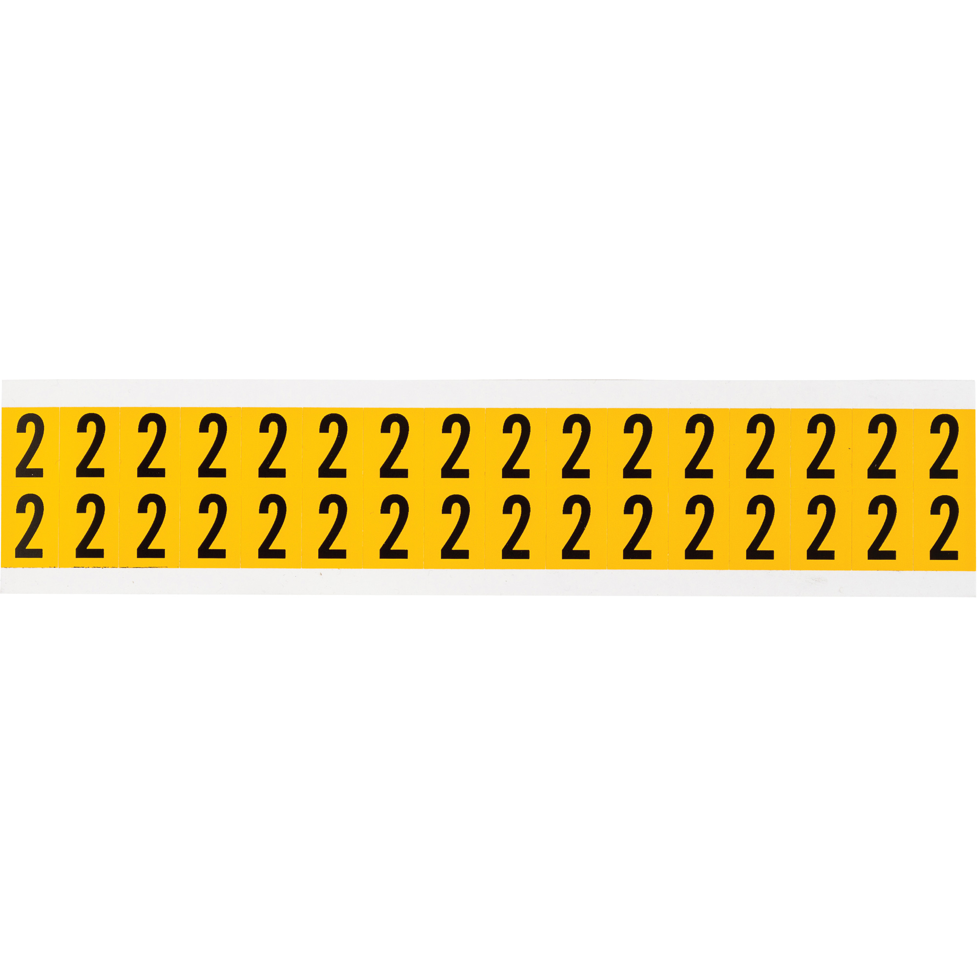Étiquettes de lettres et chiffres individuels, 2, 5/8" h, Noir sur jaune