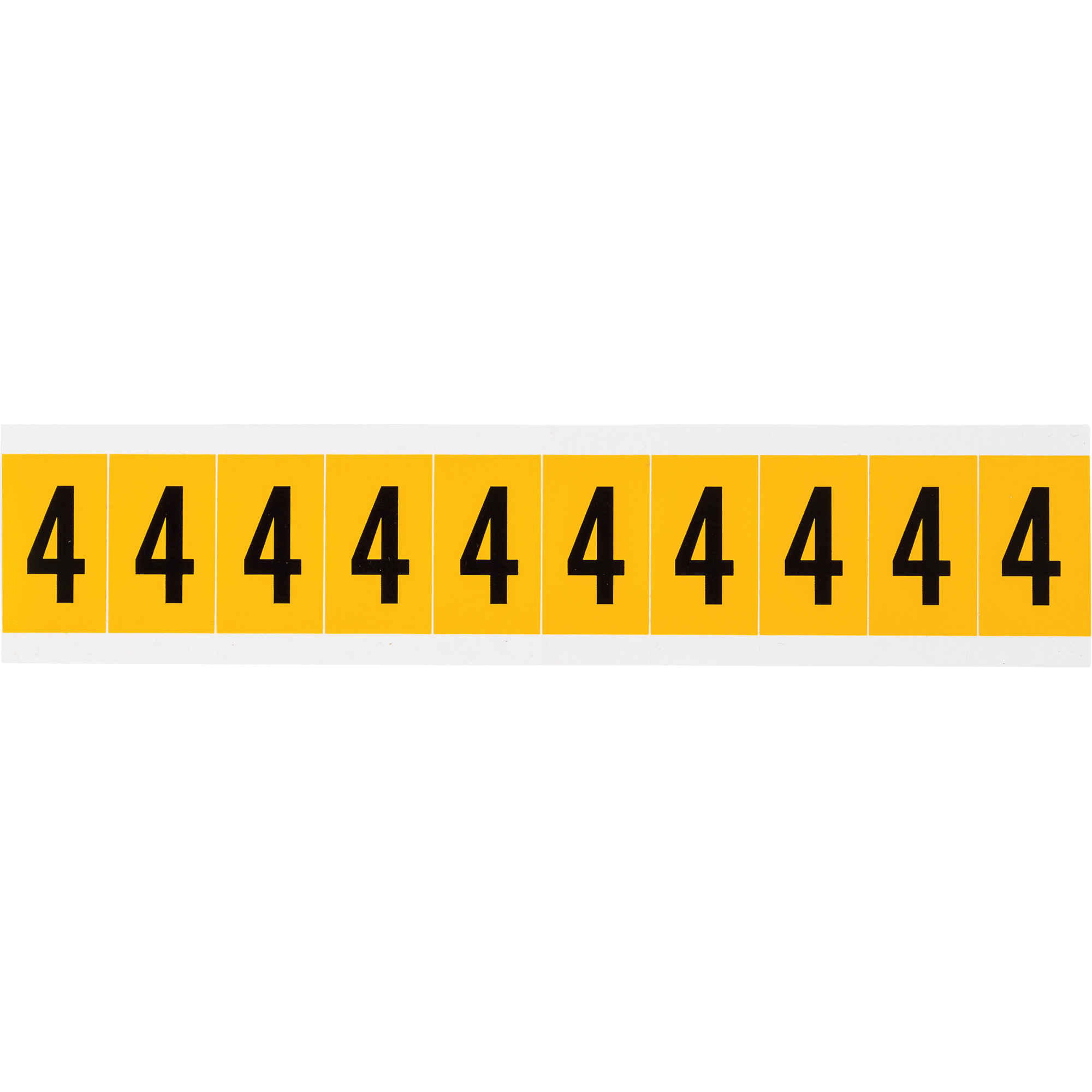 Étiquettes de lettres et chiffres individuels, 4, 1" h, Noir sur jaune