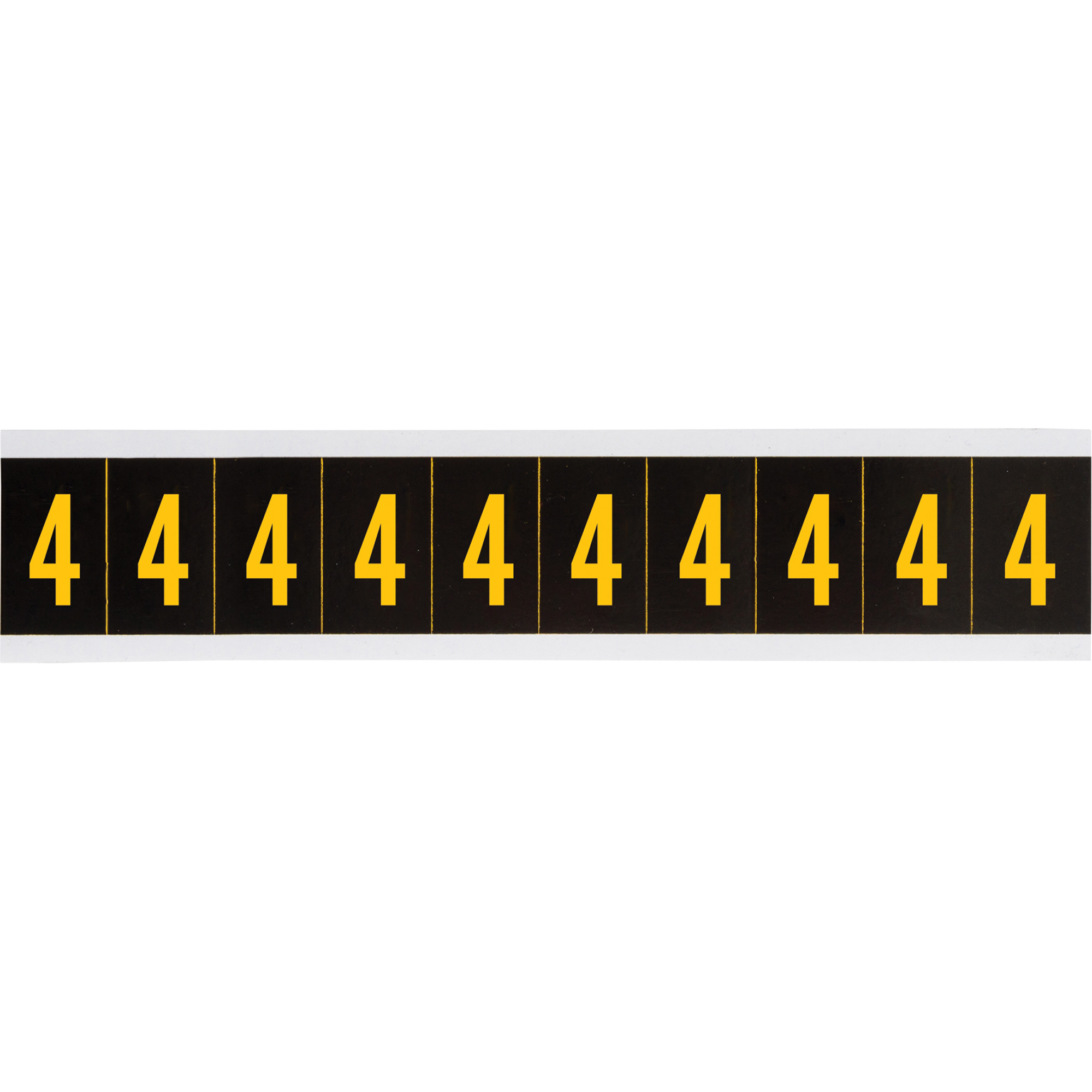 Étiquettes de lettres et chiffres individuels, 4, 1" h, Jaune sur noir