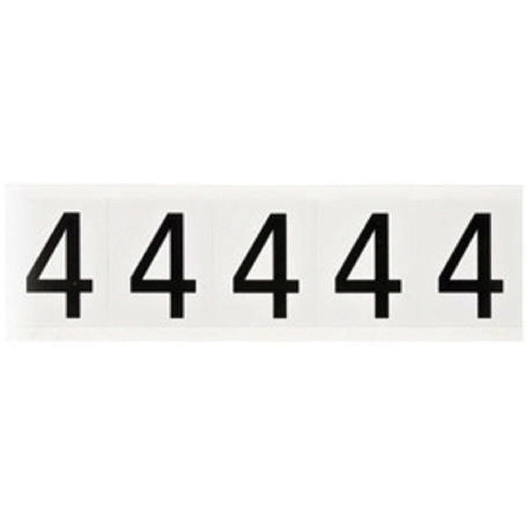 Étiquettes de lettres et chiffres individuels, 4, 2" h, Noir sur blanc