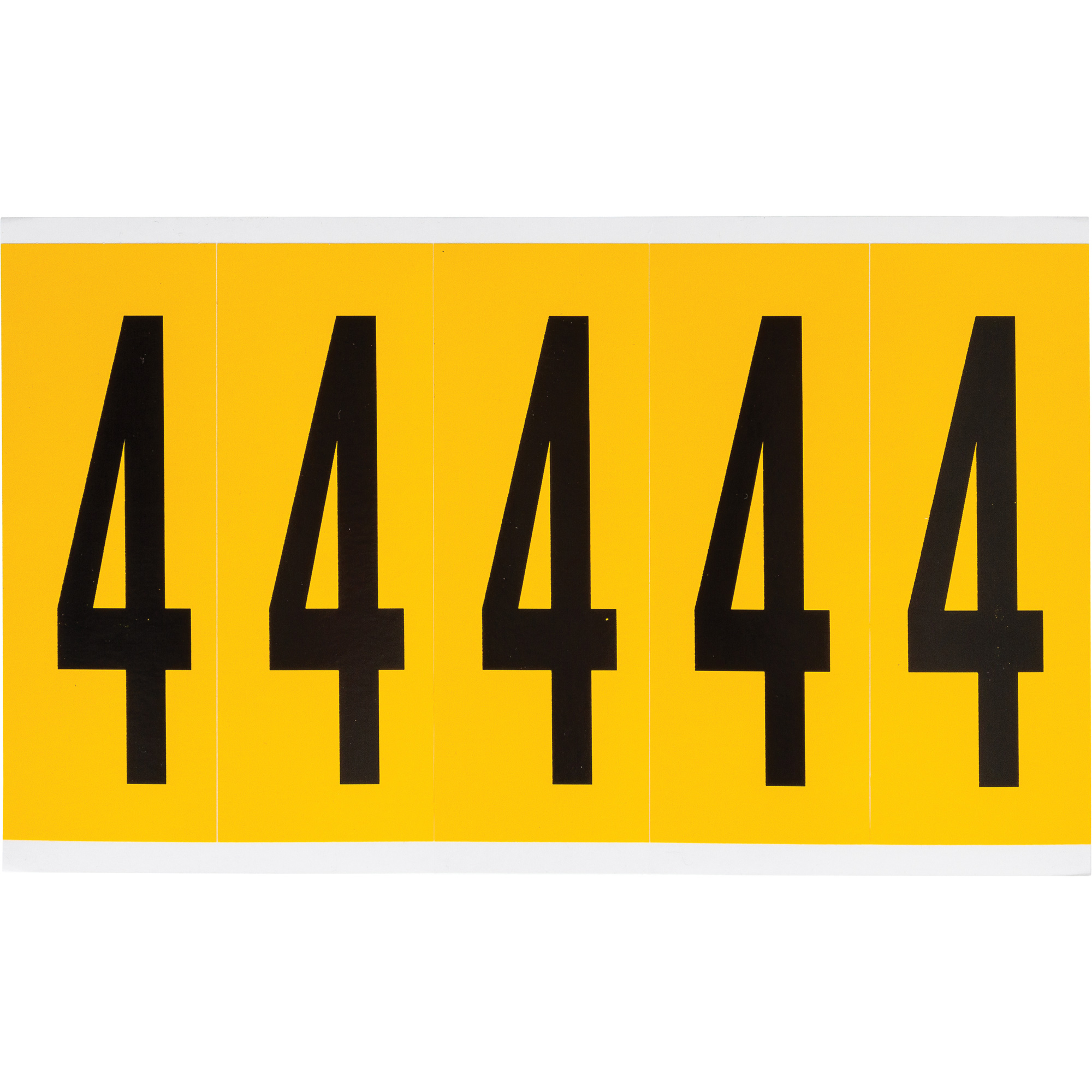 Étiquettes de lettres et chiffres individuels, 4, 4" h, Noir sur jaune