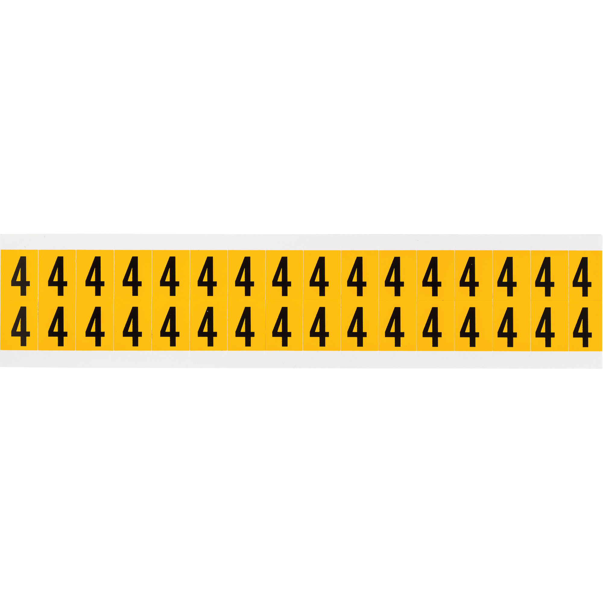 Étiquettes de lettres et chiffres individuels, 4, 5/8" h, Noir sur jaune