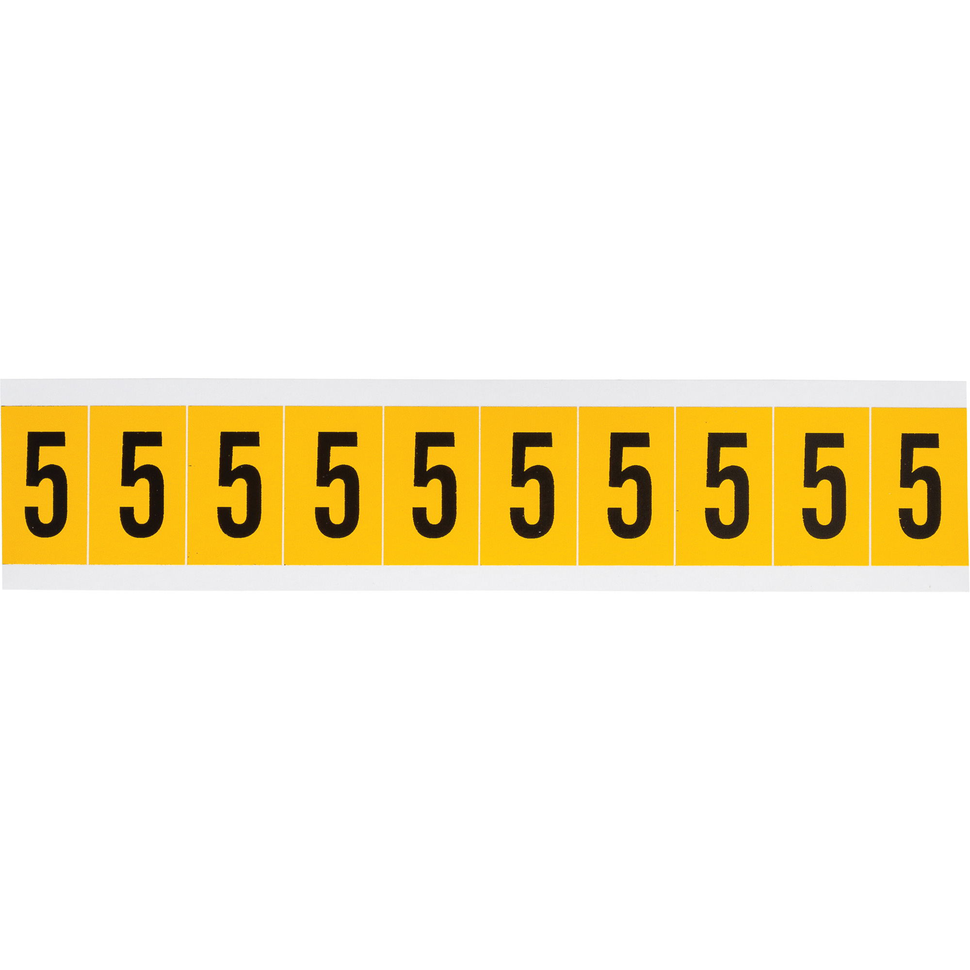 Étiquettes de lettres et chiffres individuels, 5, 1" h, Noir sur jaune