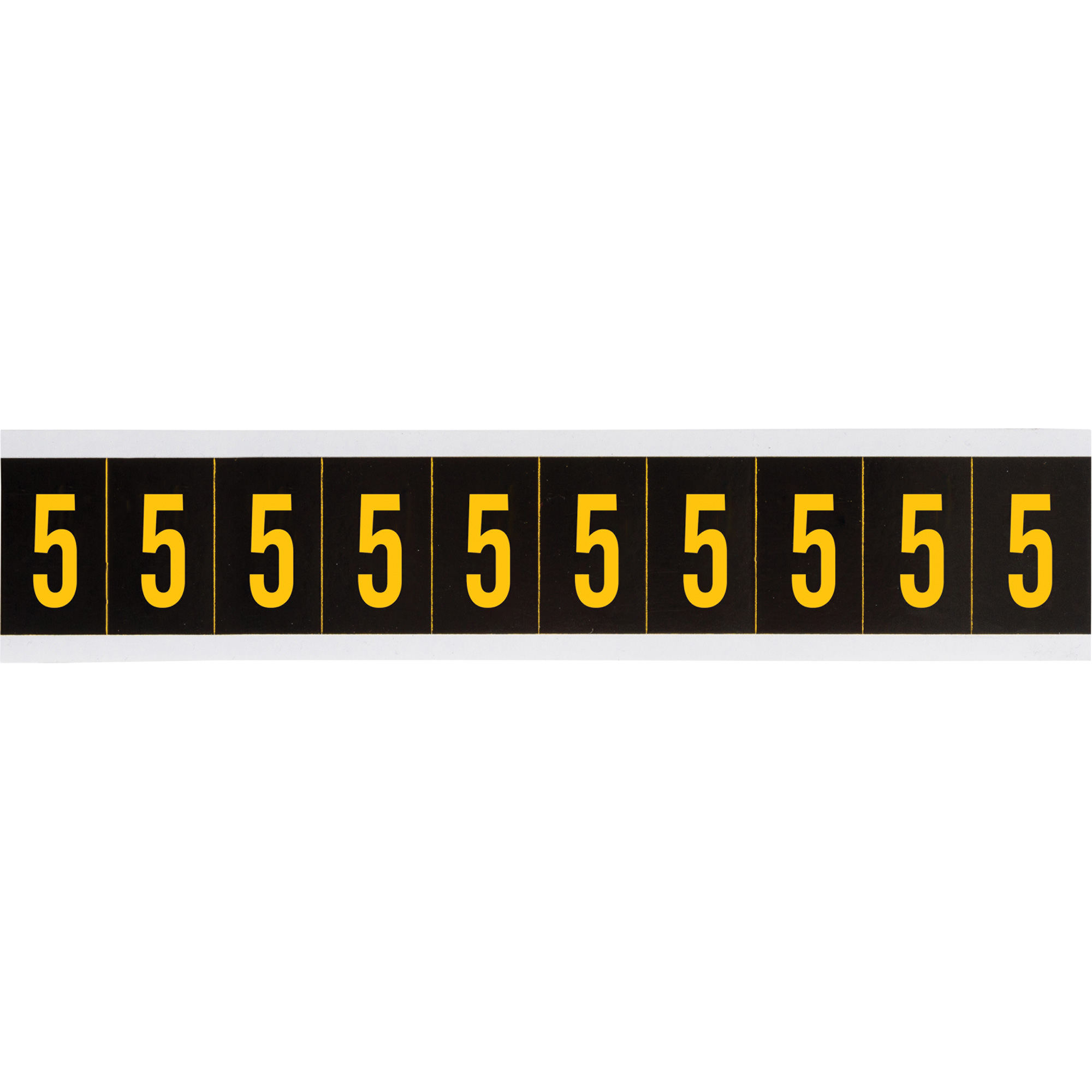 Étiquettes de lettres et chiffres individuels, 5, 1" h, Jaune sur noir