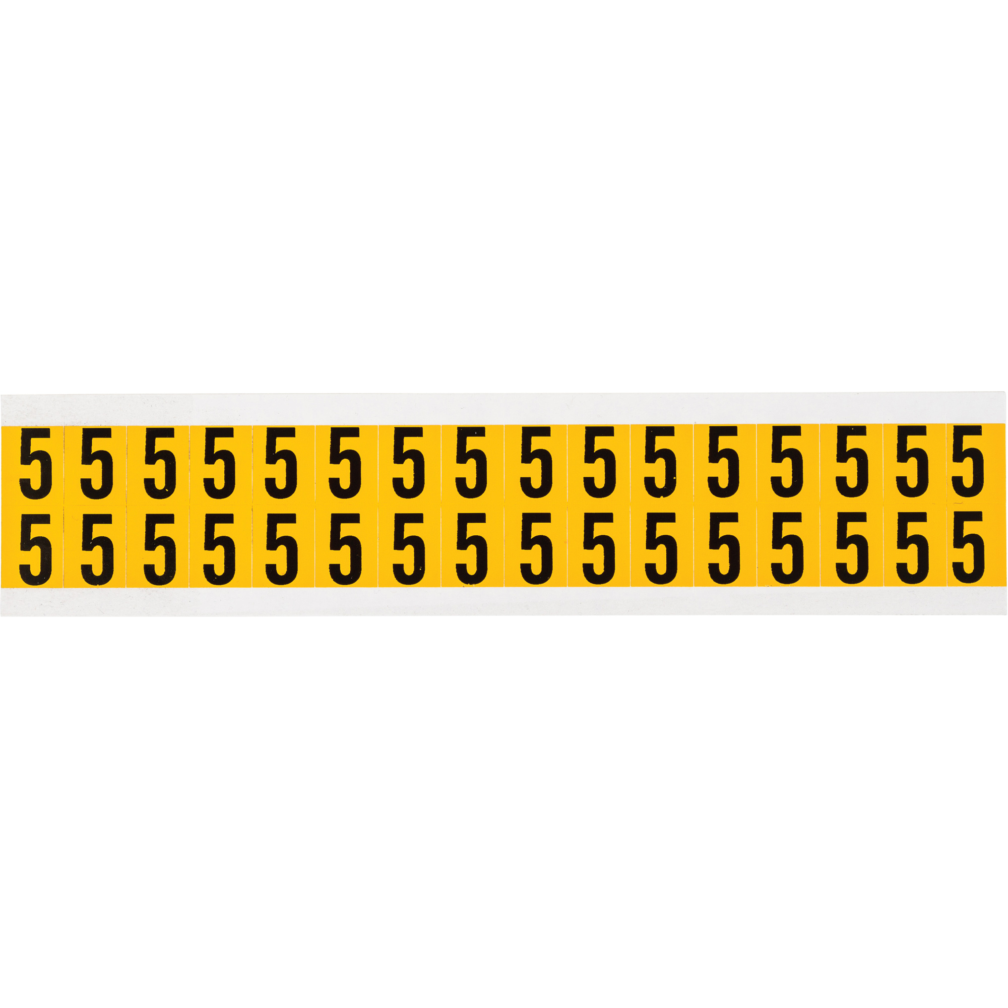 Étiquettes de lettres et chiffres individuels, 5, 5/8" h, Noir sur jaune