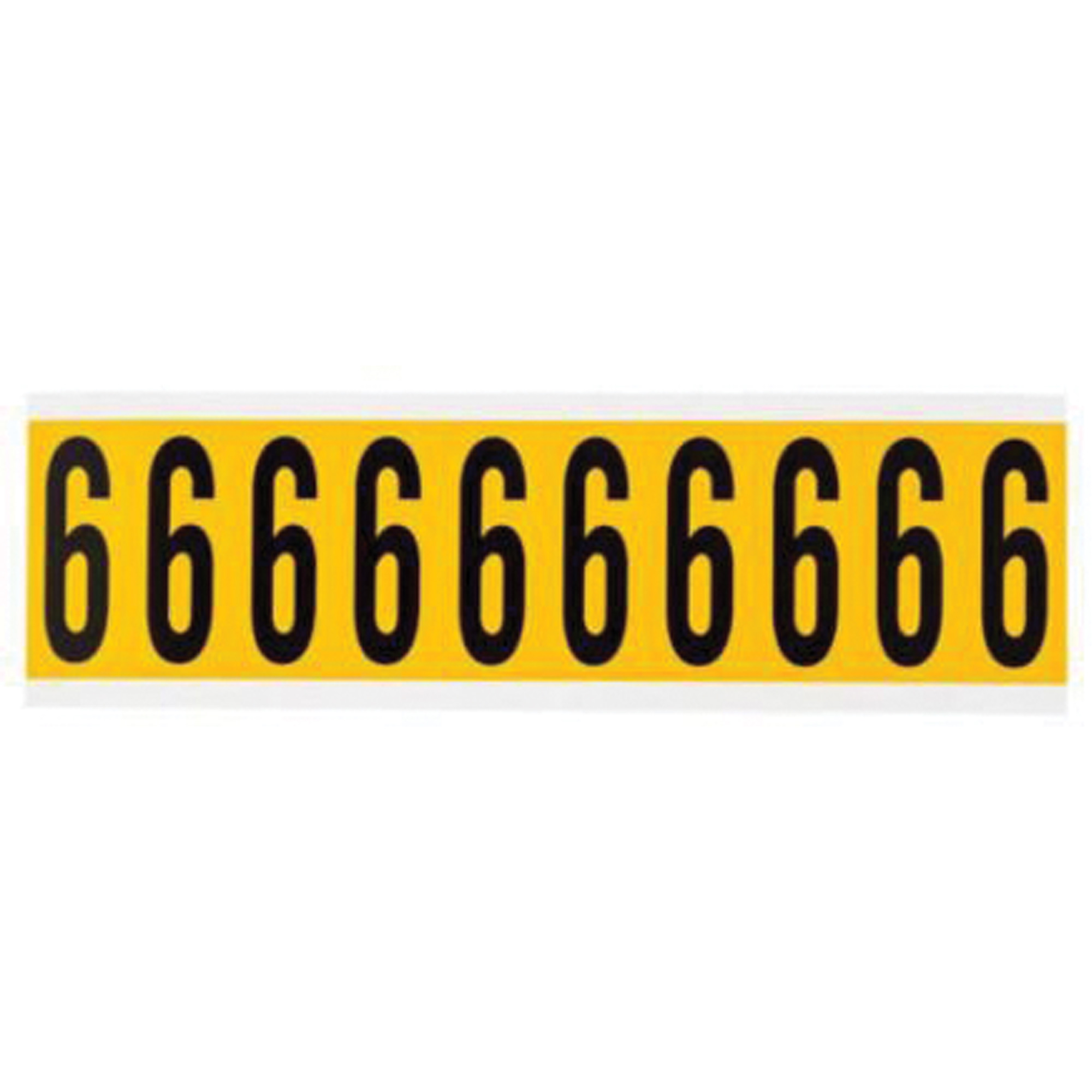 Étiquettes de lettres et chiffres individuels, 6, 2" h, Jaune sur noir