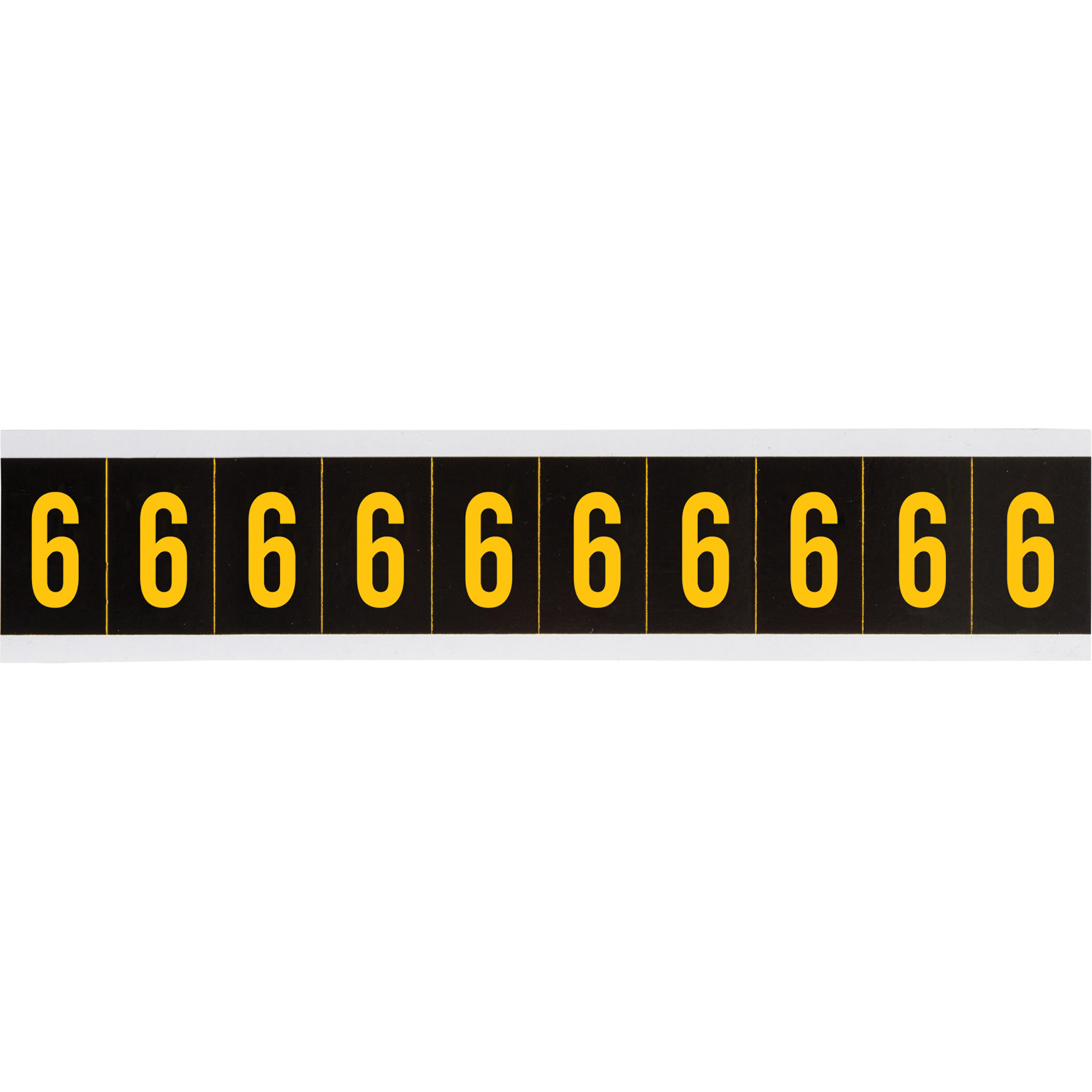 Étiquettes de lettres et chiffres individuels, 6, 1" h, Jaune sur noir