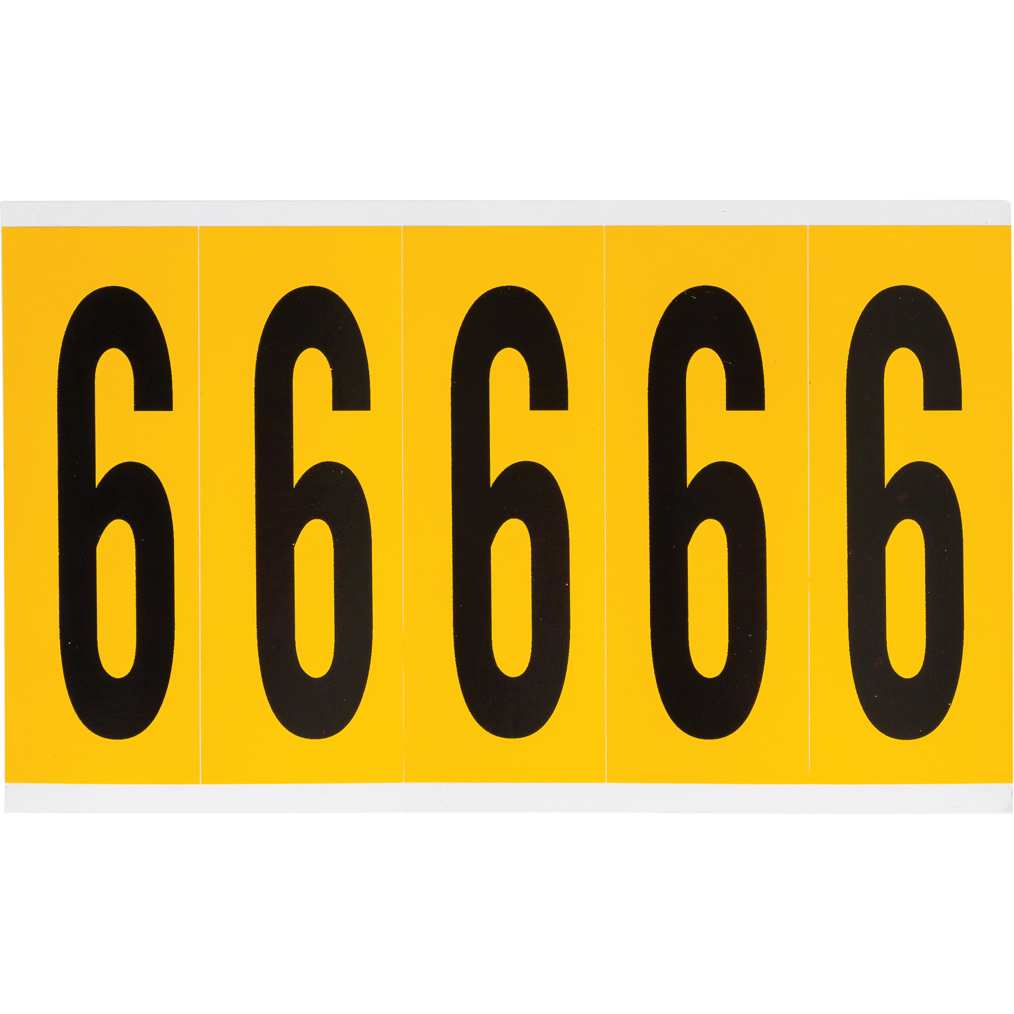 Étiquettes de lettres et chiffres individuels, 6, 4" h, Noir sur jaune