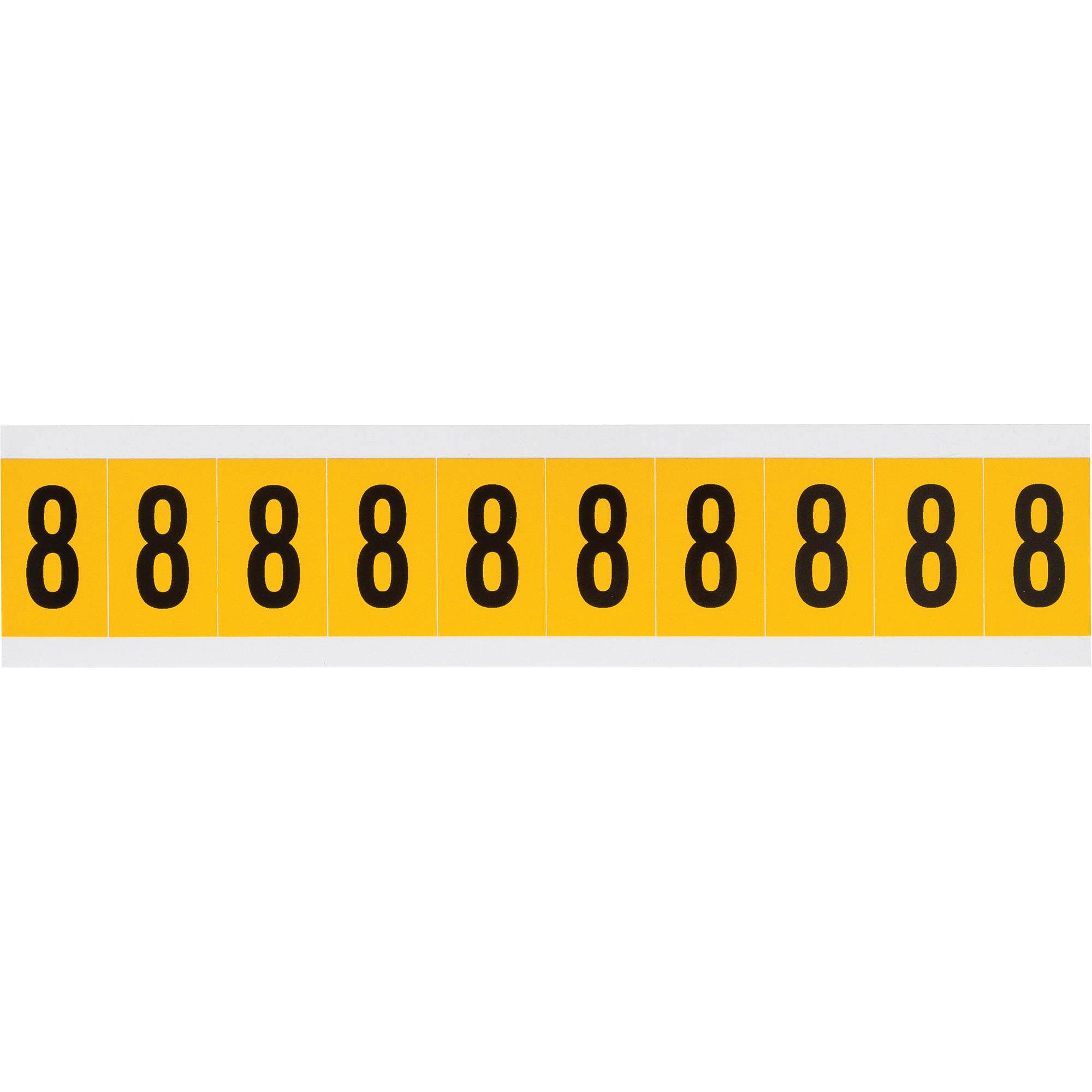 Étiquettes de lettres et chiffres individuels, 8, 1" h, Noir sur jaune
