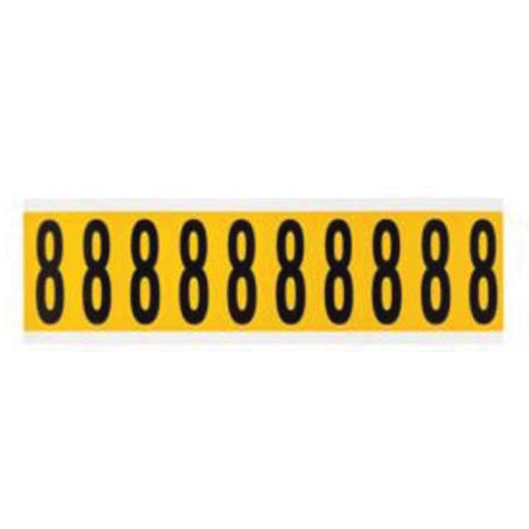 Étiquettes de lettres et chiffres individuels, 8, 2" h, Noir sur jaune
