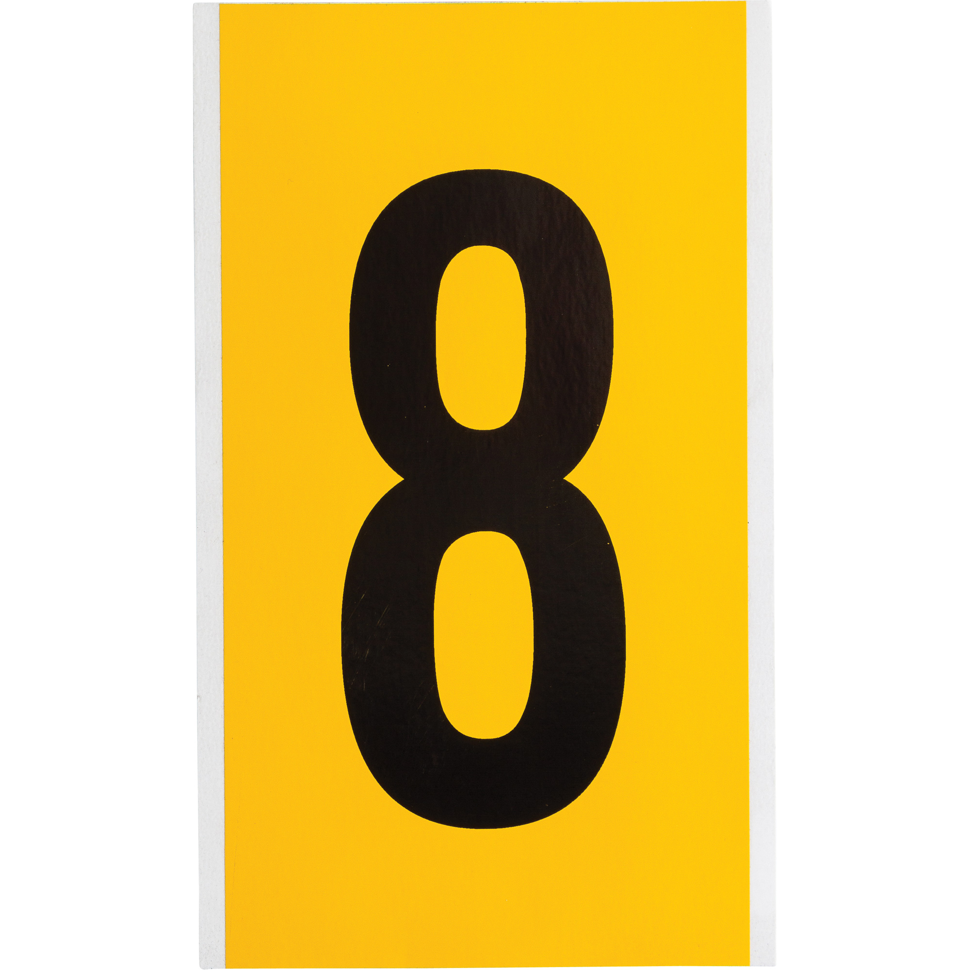 Étiquettes de lettres et chiffres individuels, 8, 6" h, Noir sur jaune