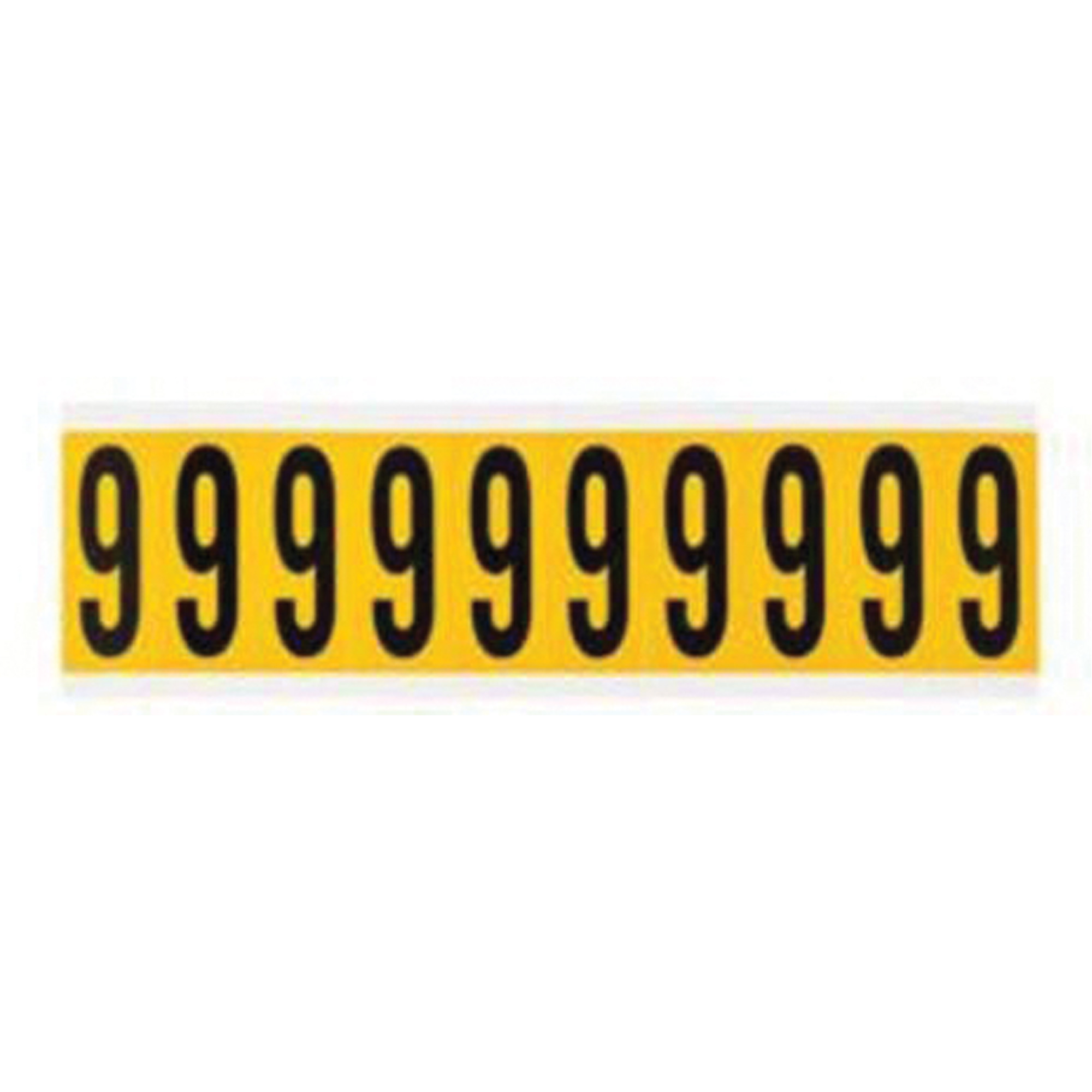 Étiquettes de lettres et chiffres individuels, 9, 2" h, Noir sur jaune