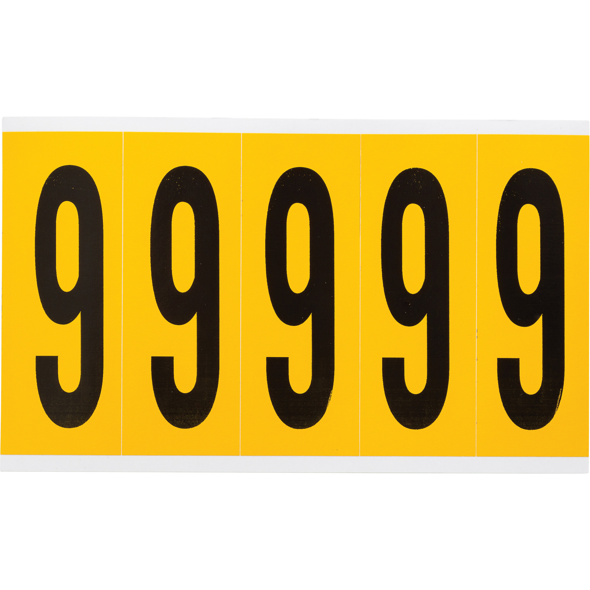 Étiquettes de lettres et chiffres individuels, 9, 4" h, Noir sur jaune