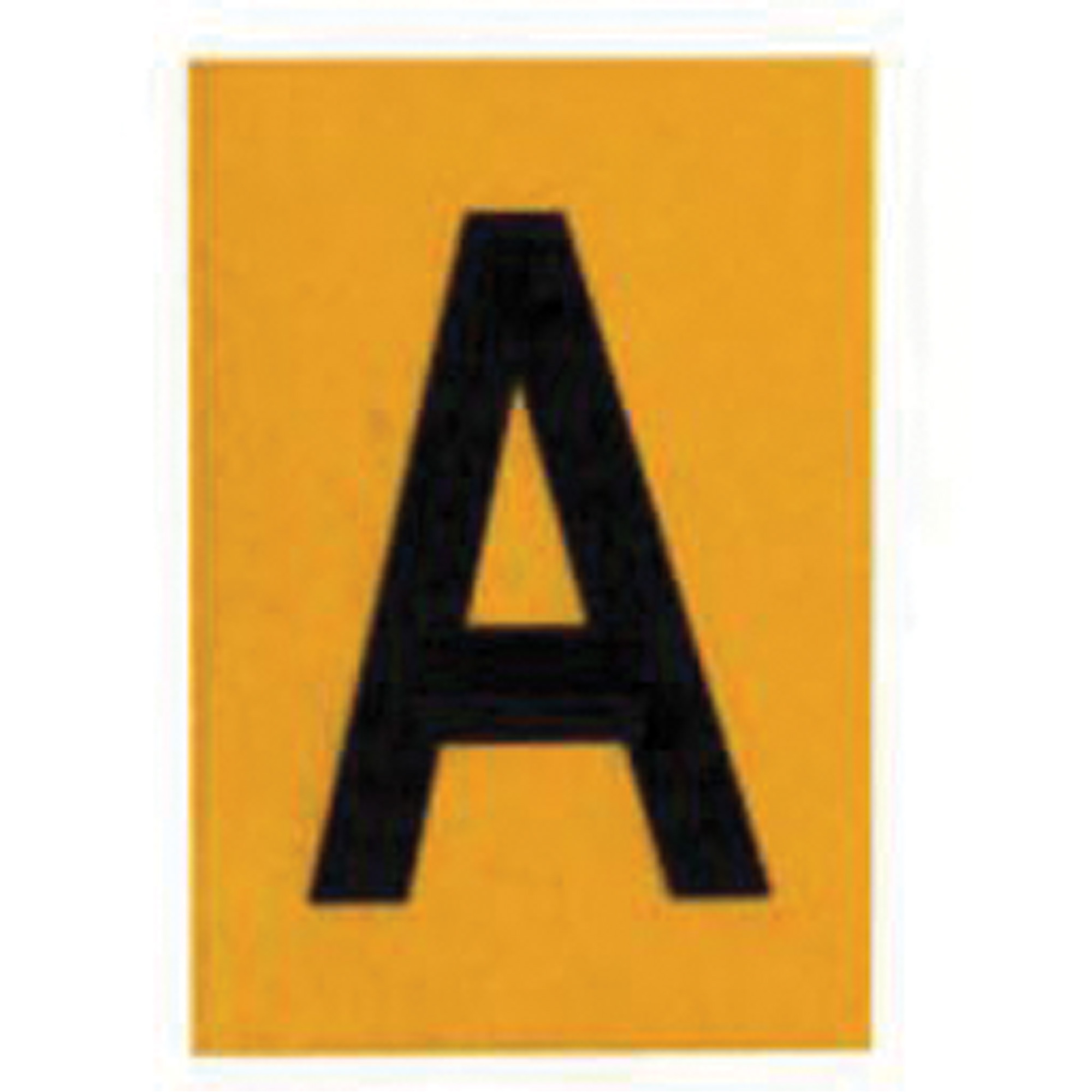 Étiquettes de lettres et chiffres individuels, A, 1" h, Noir sur jaune