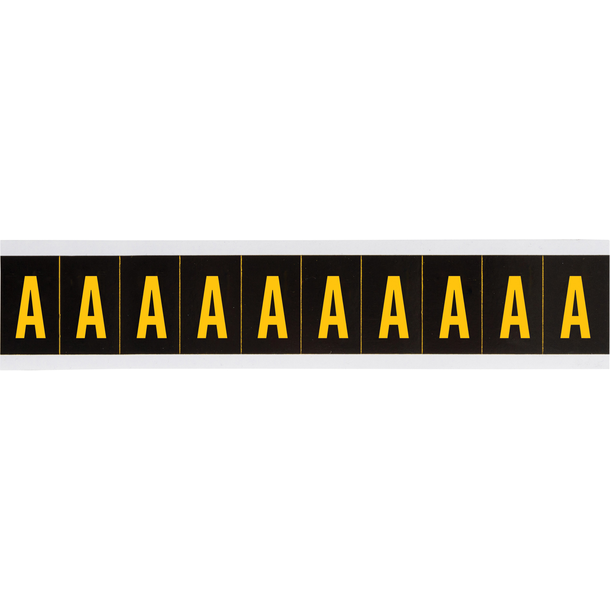 Étiquettes de lettres et chiffres individuels, A, 2" h, Jaune sur noir