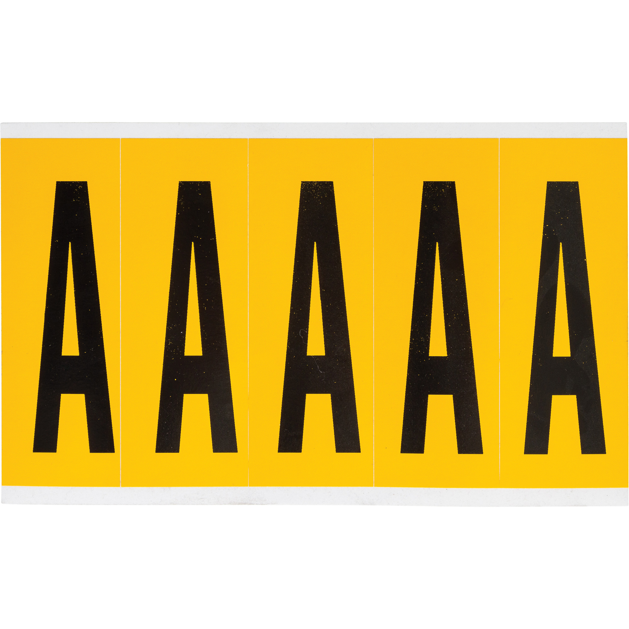 Étiquettes de lettres et chiffres individuels, A, 4" h, Noir sur jaune
