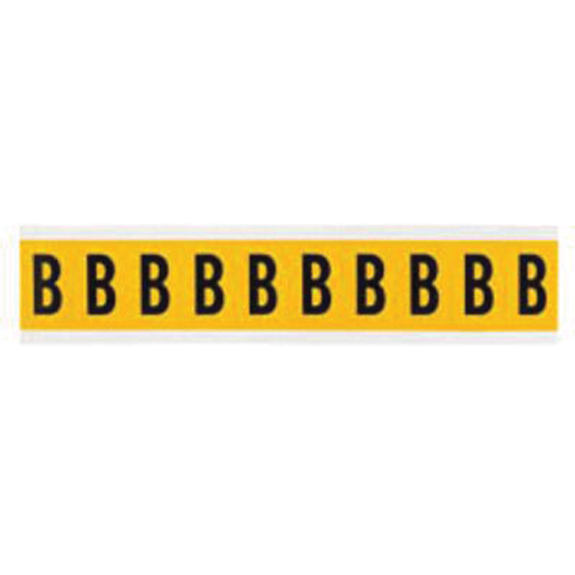 Étiquettes de lettres et chiffres individuels, B, 1" h, Noir sur jaune