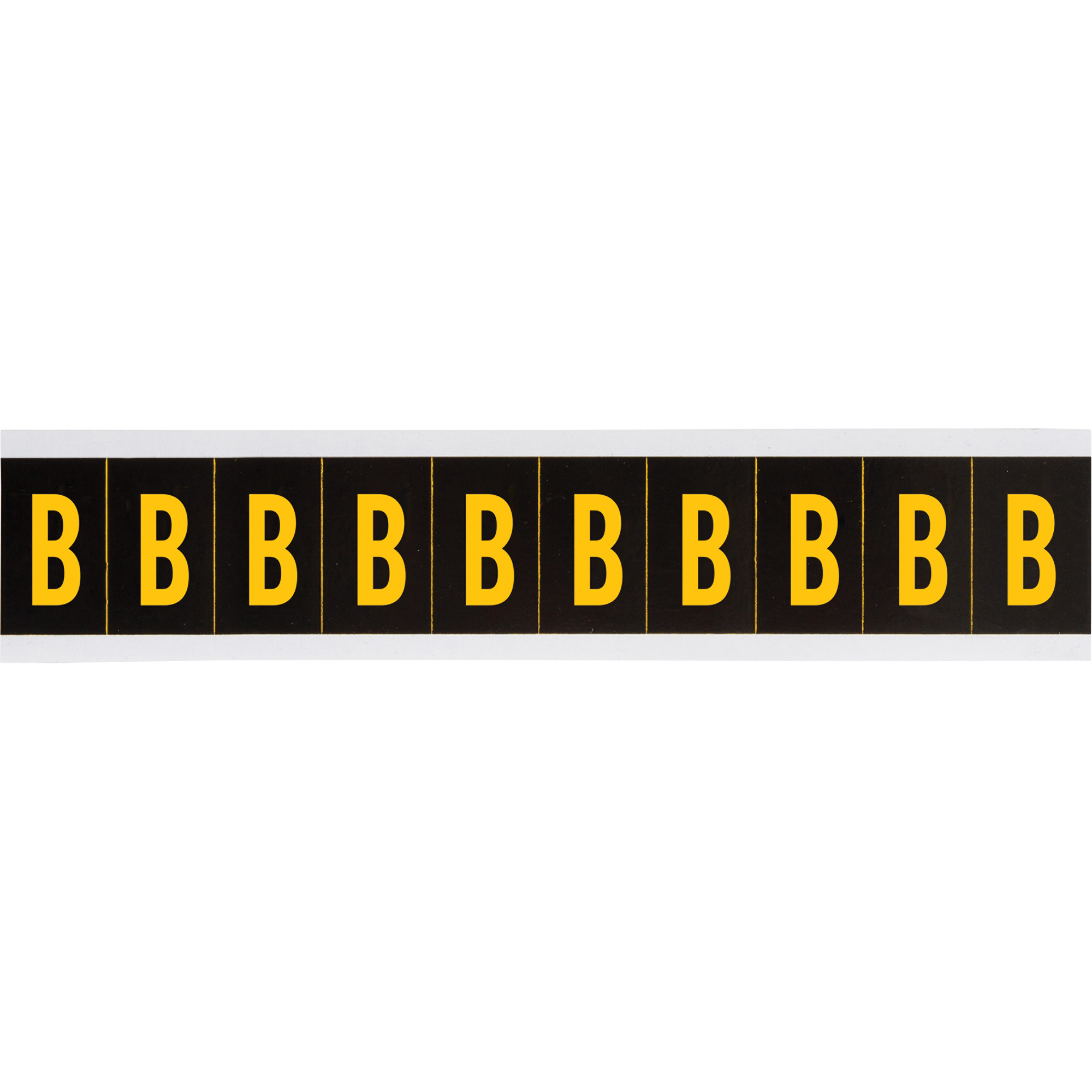 Étiquettes de lettres et chiffres individuels, B, 2" h, Jaune sur noir