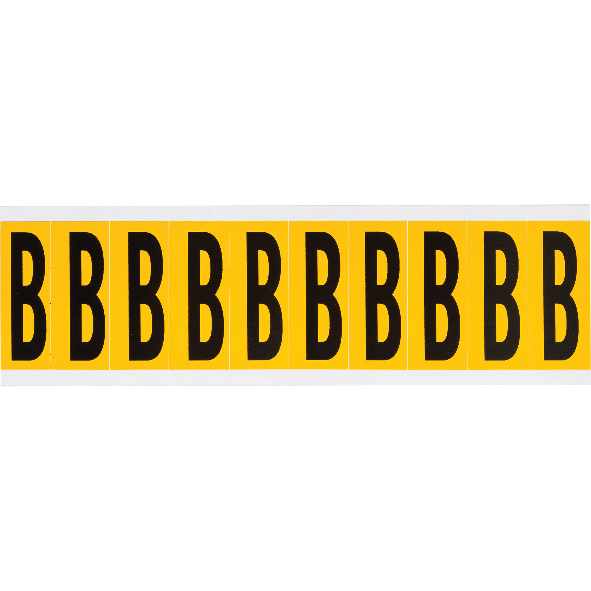 Étiquettes de lettres et chiffres individuels, B, 2" h, Noir sur jaune